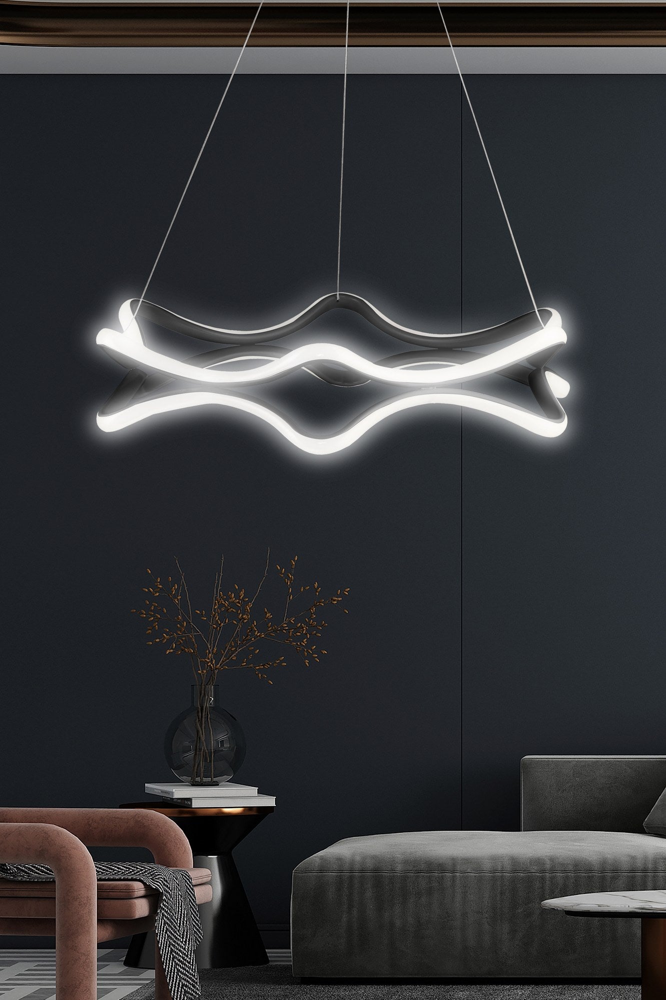 Candeeiro de Teto – 50 x 50 x 10 cm – Preto – Alumínio