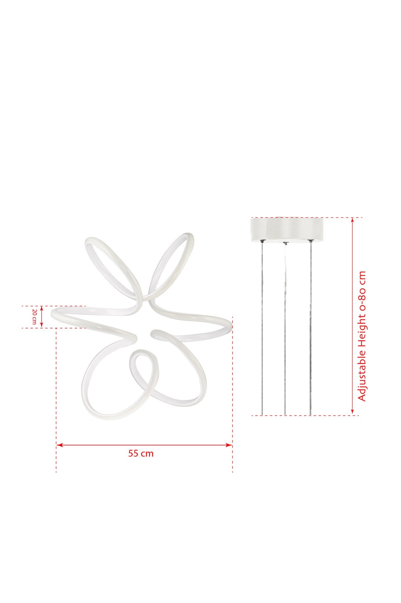 Candeeiro de Teto – 55 x 55 x 20 cm – Branco – Alumínio