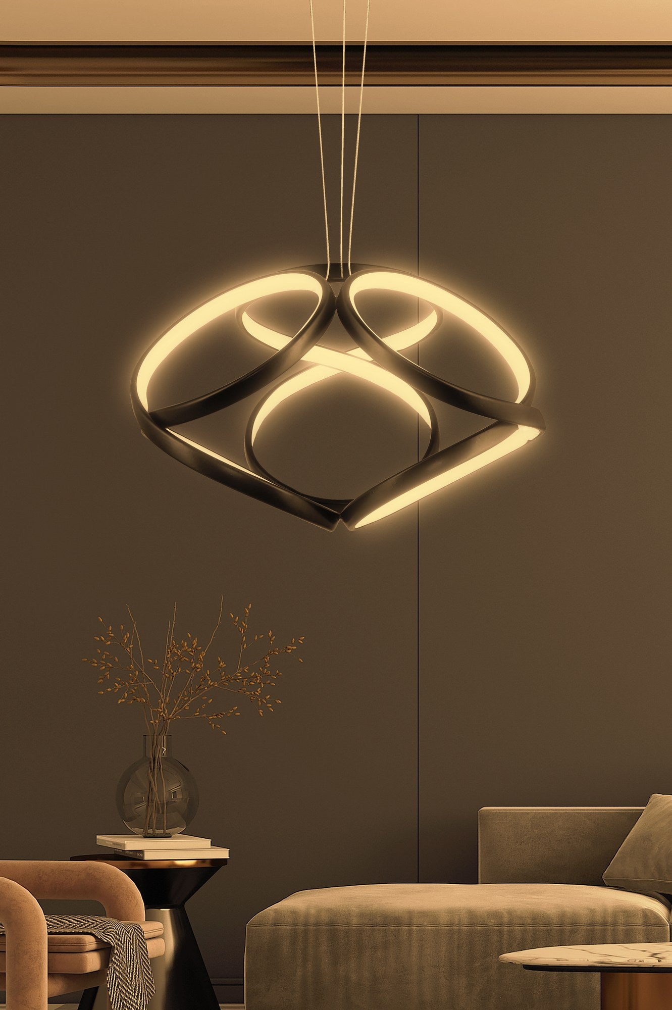 Candeeiro de Teto – 35 x 35 x 20 cm – Preto – Alumínio