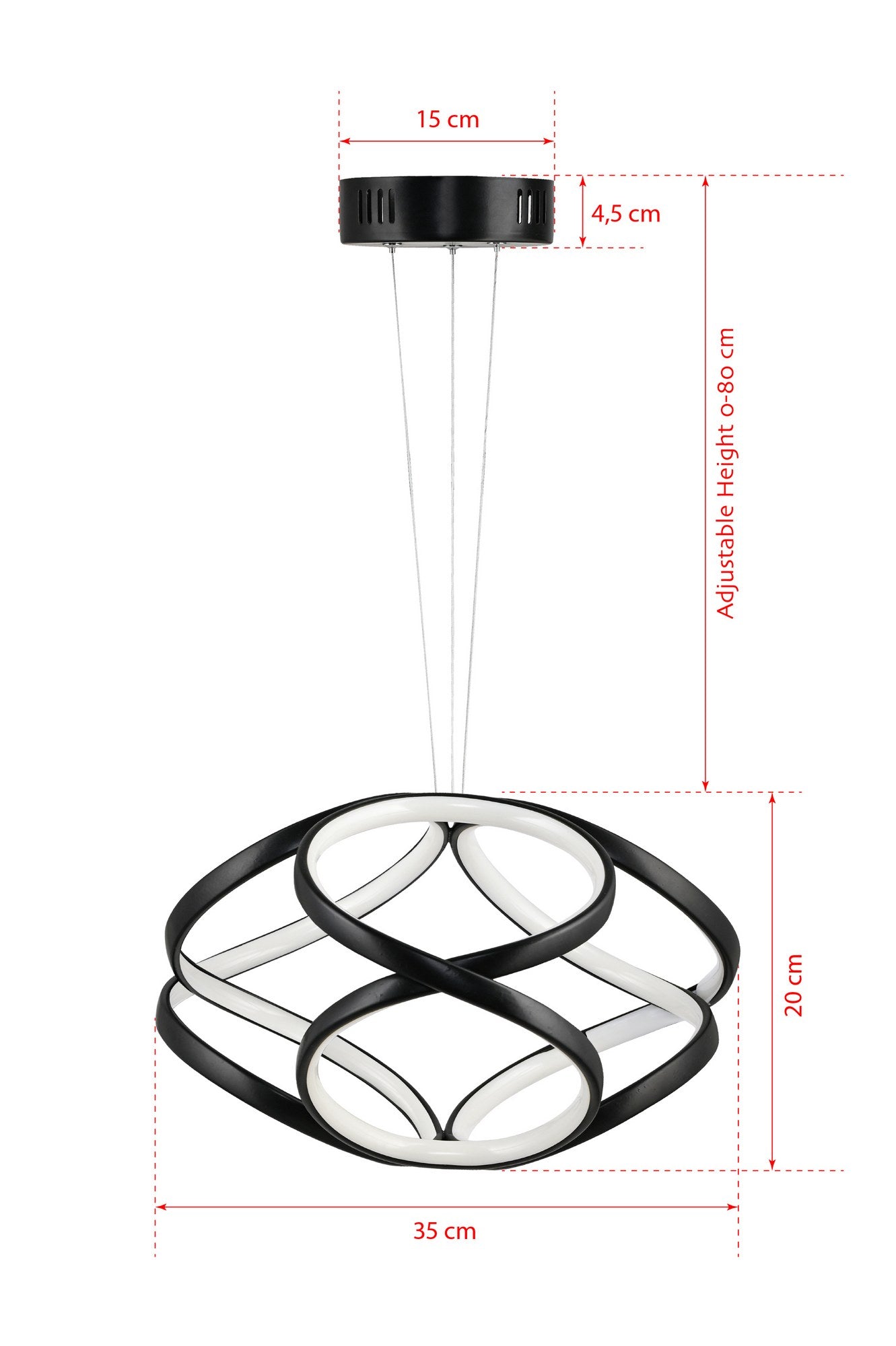Candeeiro de Teto – 35 x 35 x 20 cm – Preto – Alumínio