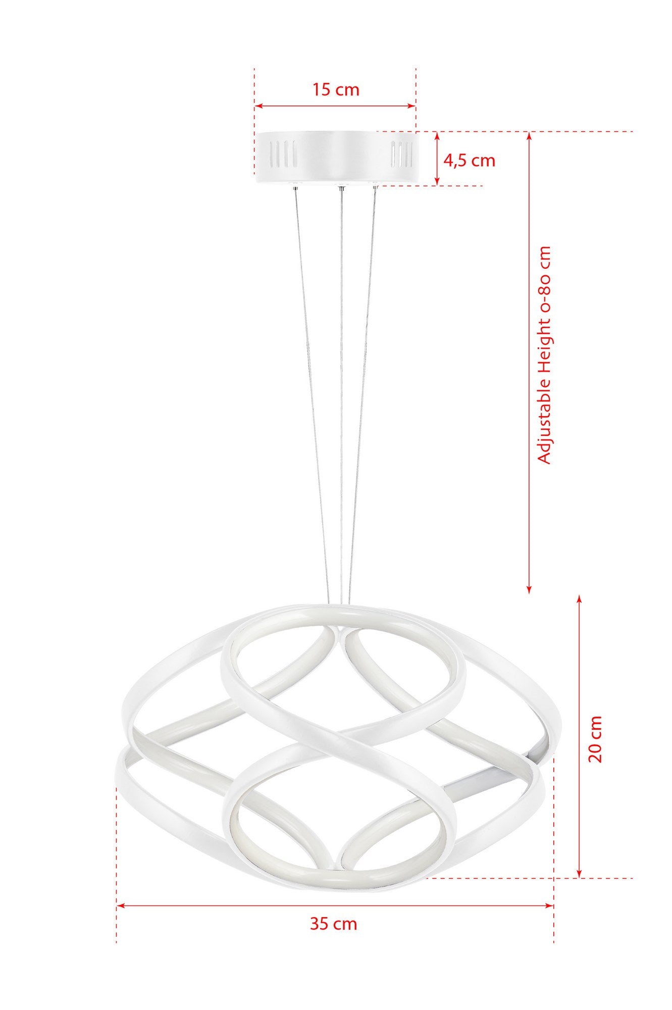 Candeeiro de Teto – 35 x 35 x 20 cm – Branco – Alumínio