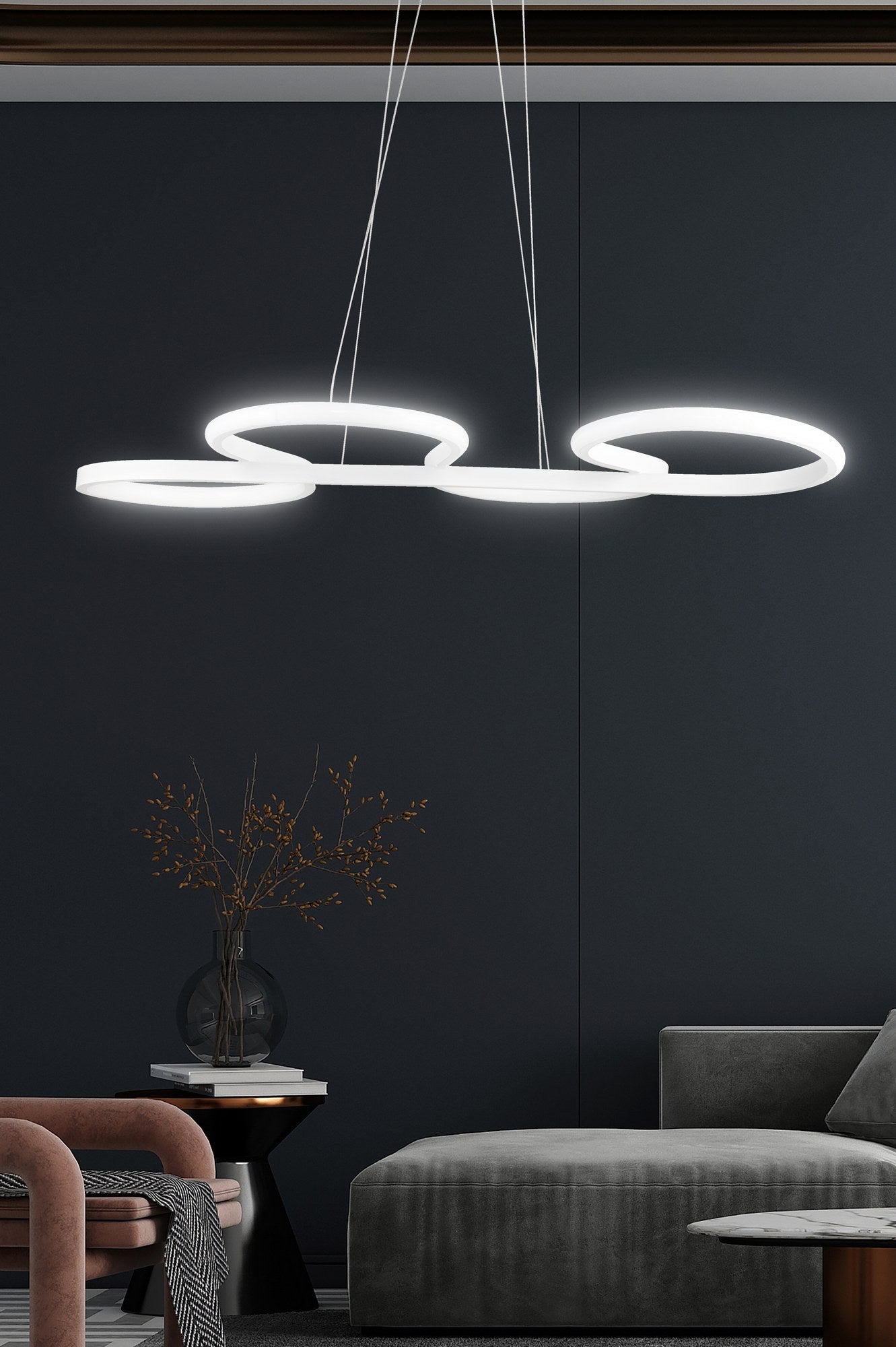 Candeeiro de Teto – Ajustável 0-80 cm – Branco – Alumínio