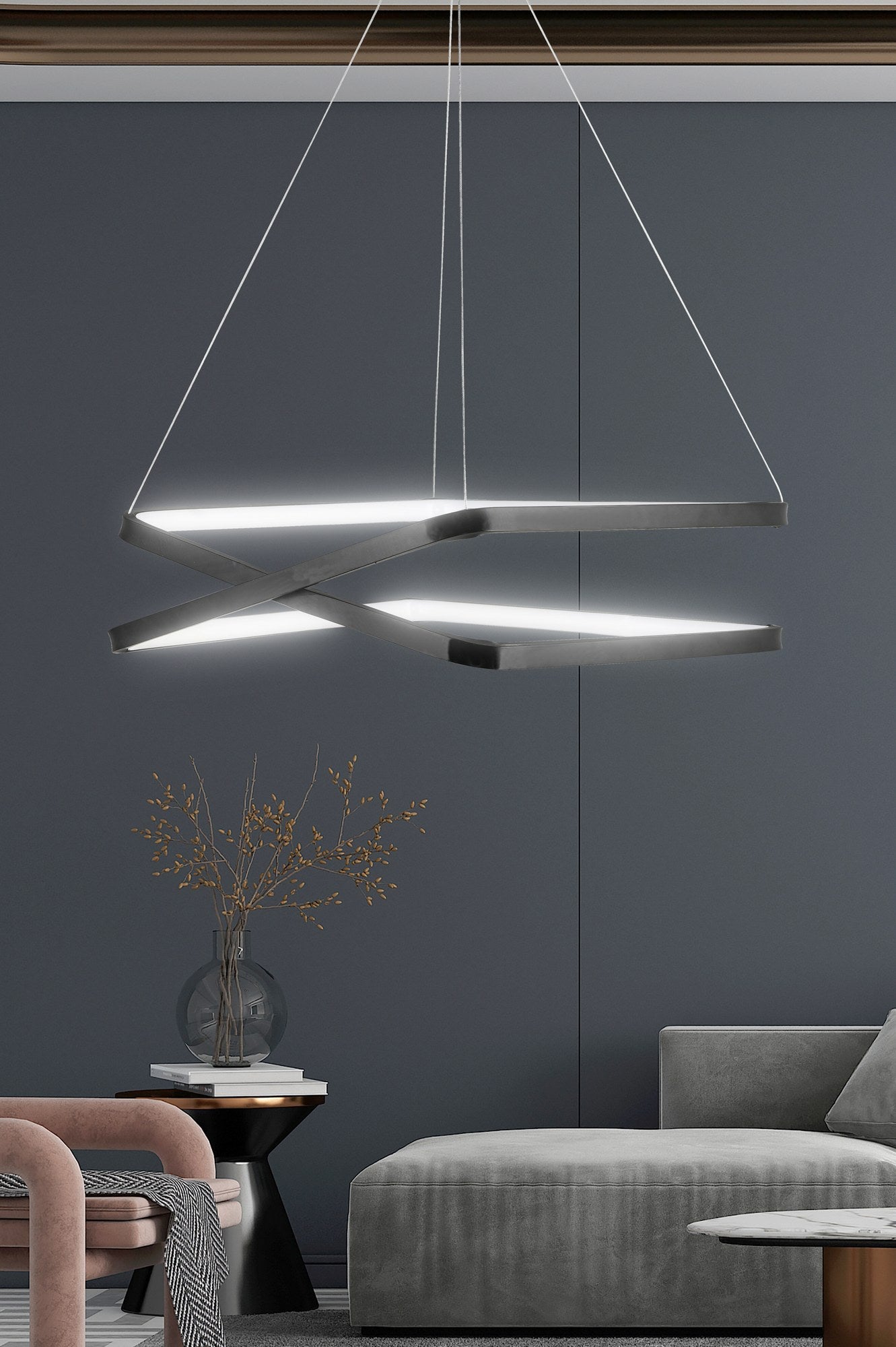 Candeeiro de Teto – 0-80 cm – Preto – Alumínio