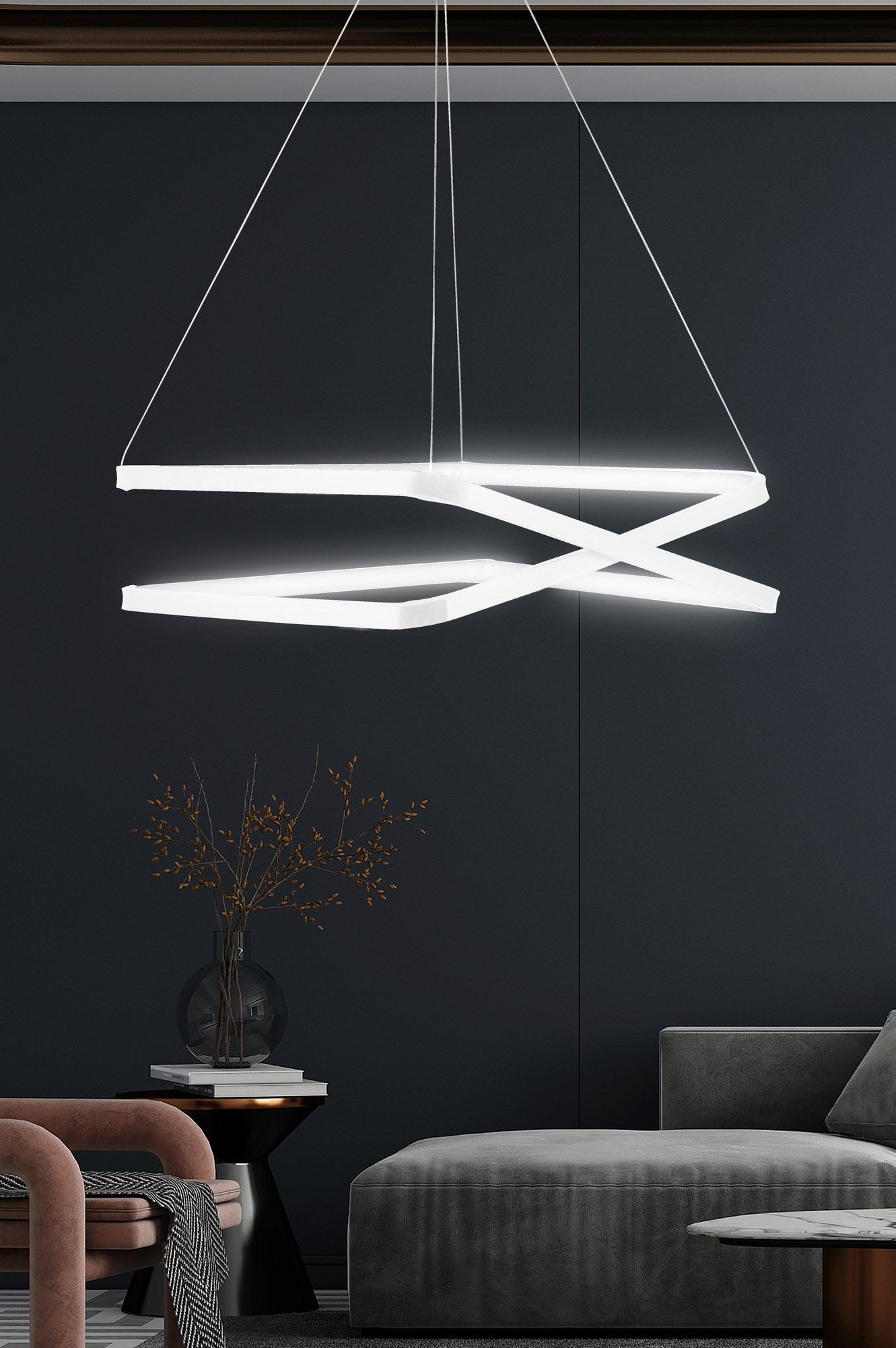 Candeeiro de Teto – 40 x 40 x 12 cm – Branco – Alumínio