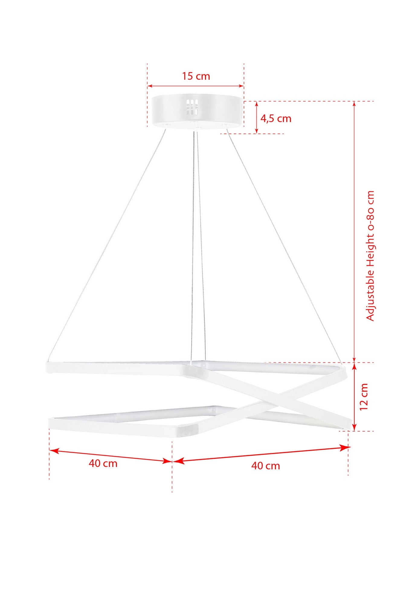 Candeeiro de Teto – 40 x 40 x 12 cm – Branco – Alumínio
