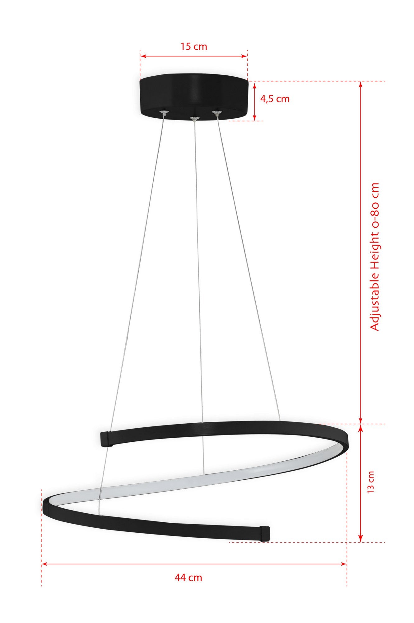Candeeiro de Teto – 44 x 44 x 13 cm – Preto – Alumínio