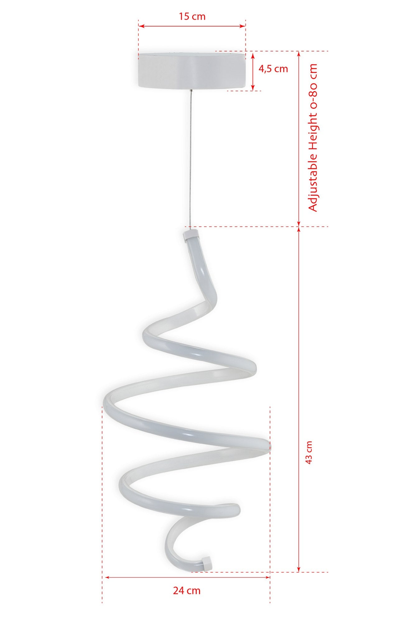 Candeeiro de Teto – 0-80 cm – Branco – Alumínio