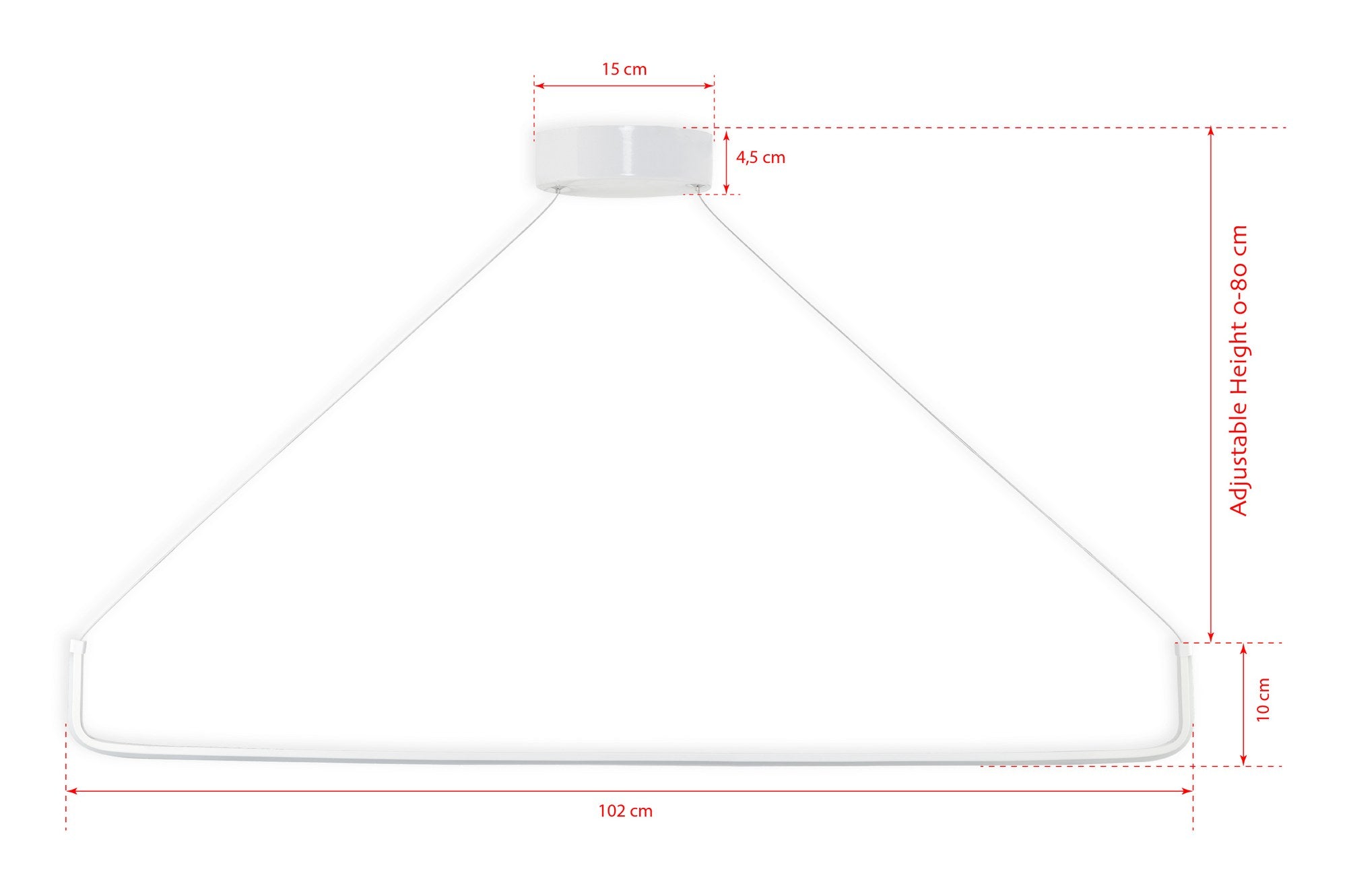 Candeeiro de Teto – Ajustável de 0-80 cm – Branco – Alumínio