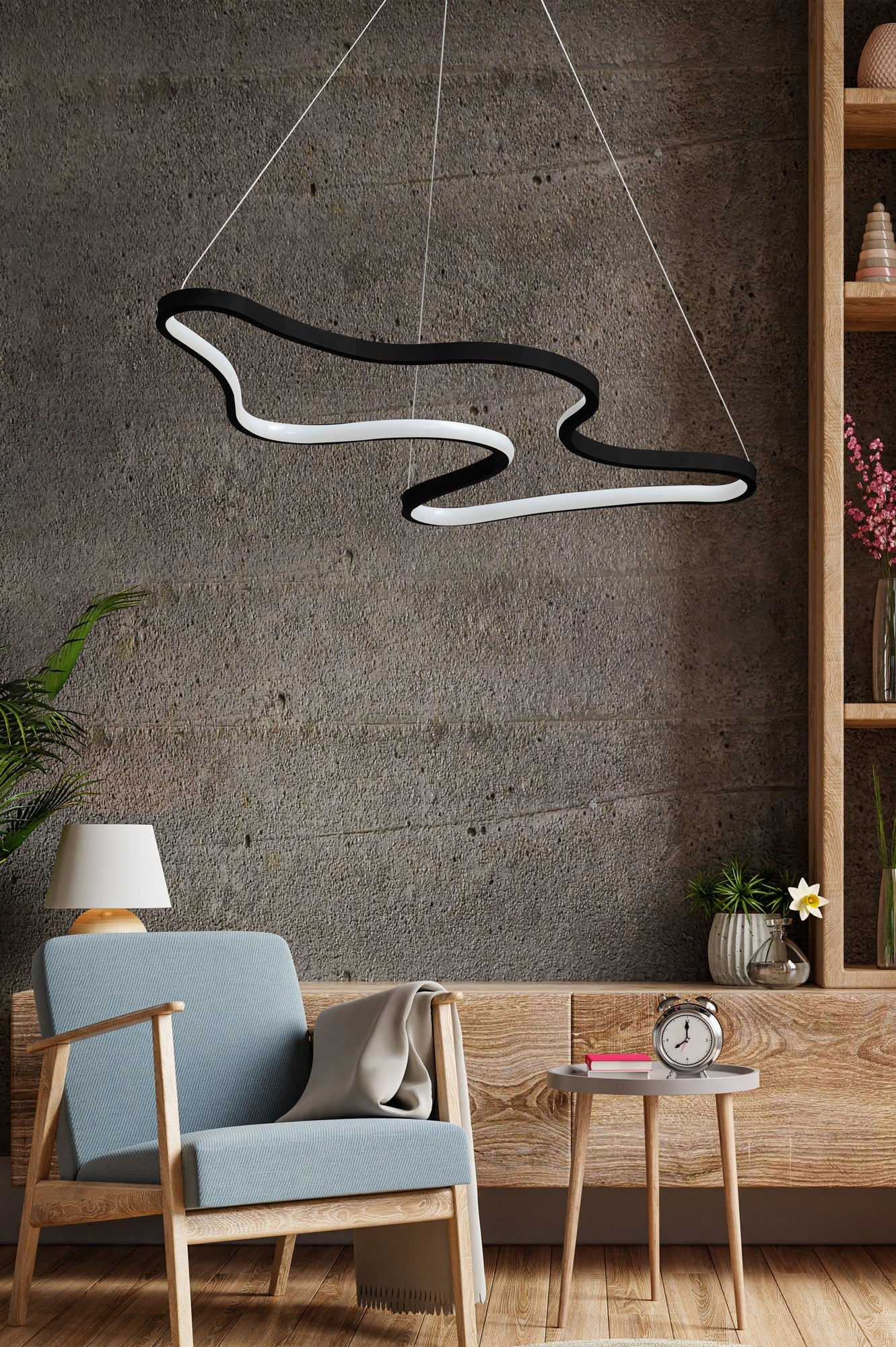 Candeeiro de Teto – 102 x 10 x 10 cm – Preto – Alumínio