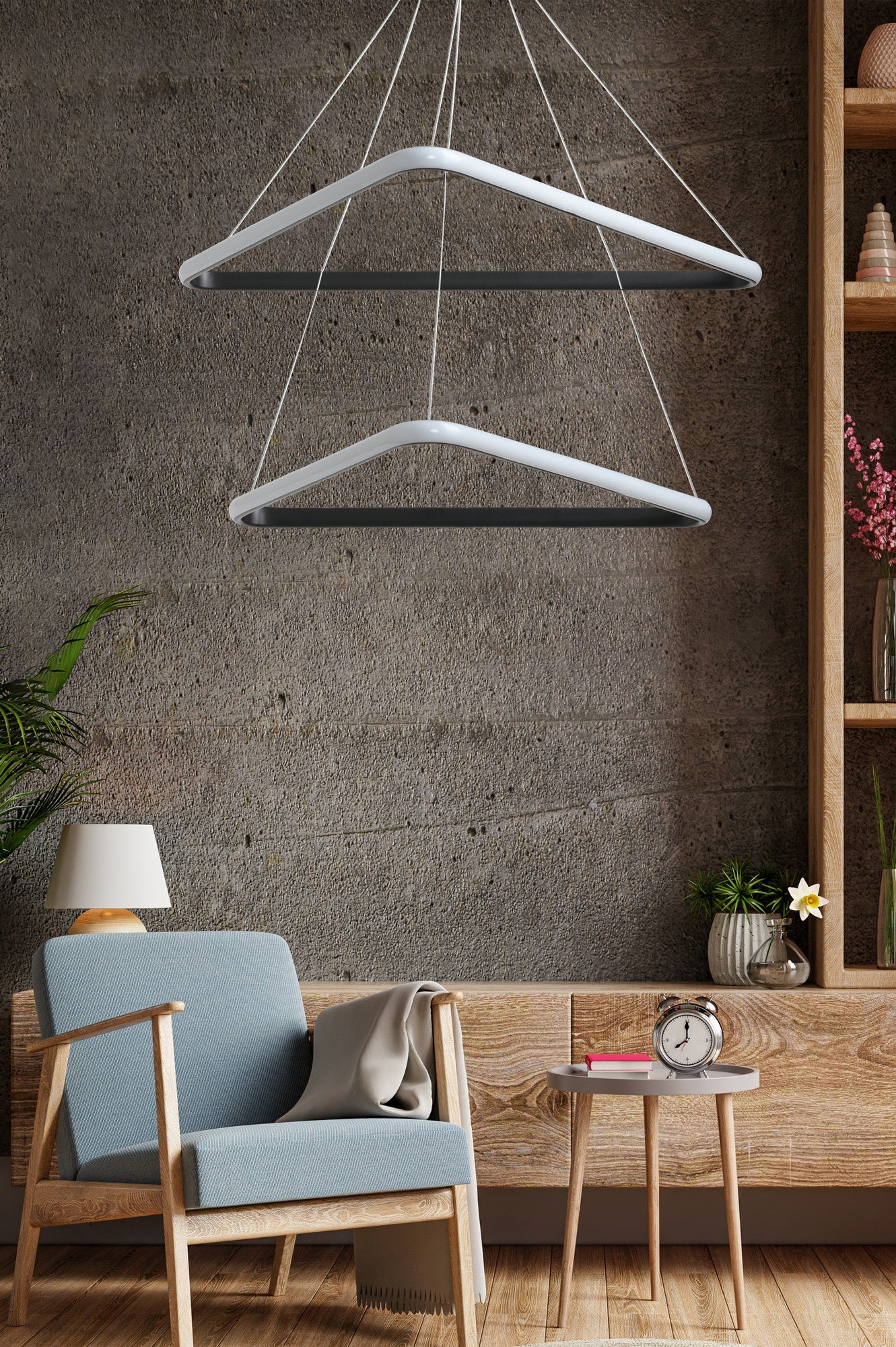 Candeeiro de Teto – Ajustável 0-80 cm – Preto – Alumínio