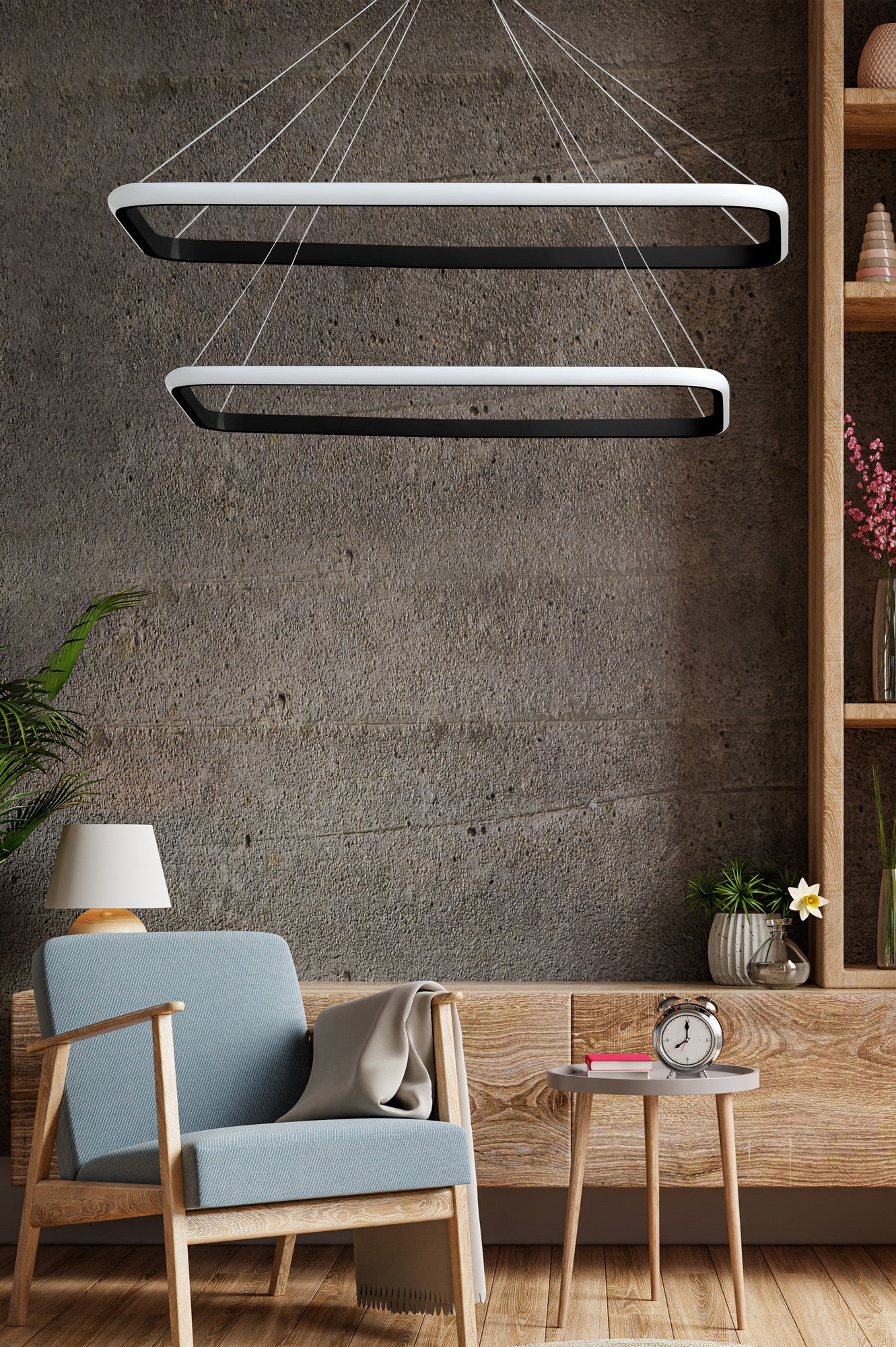 Candeeiro de Teto – altura ajustável 0-80 cm – preto – alumínio