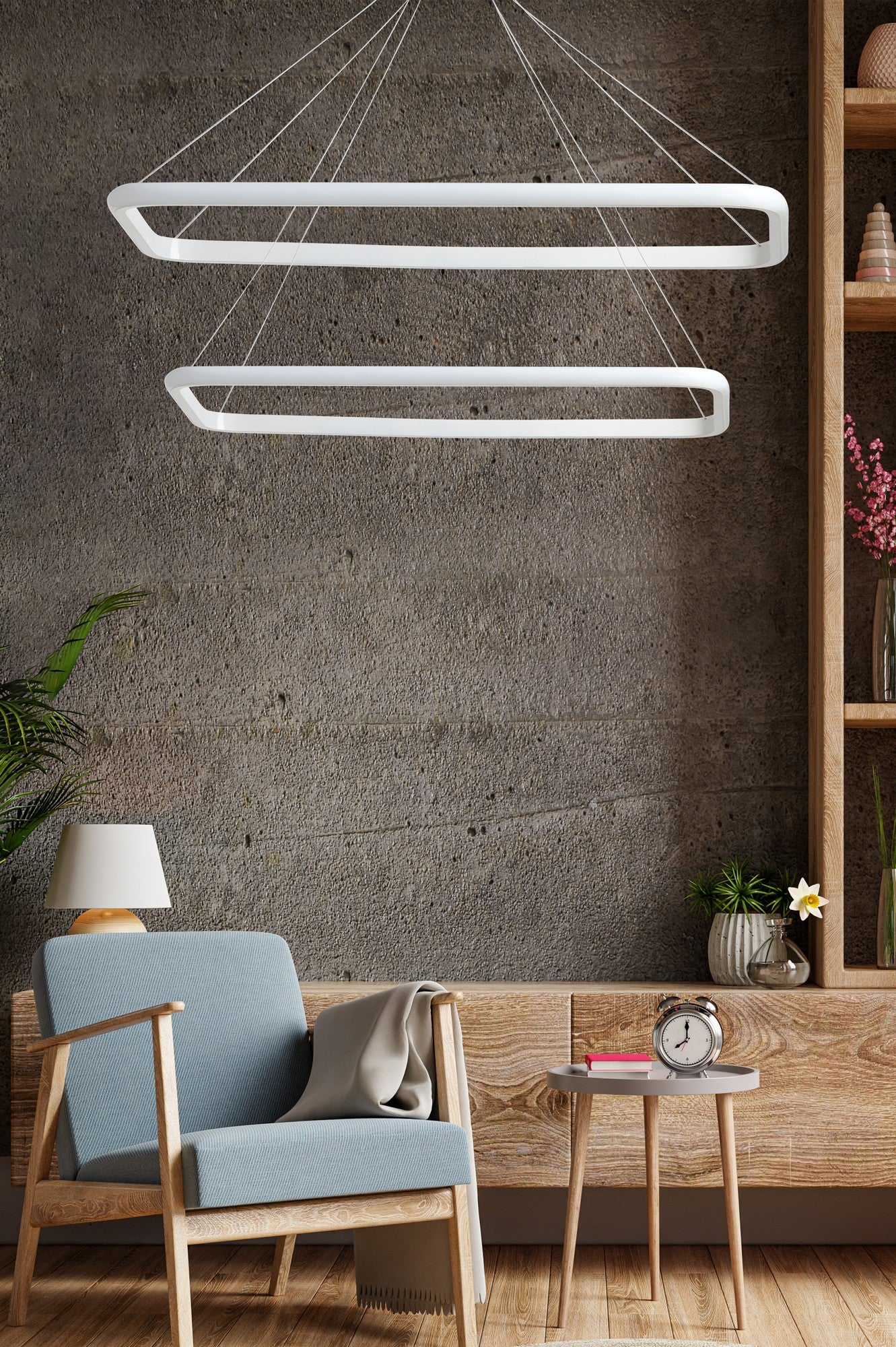 Candeeiro de Teto – 0-80 cm – Branco – Alumínio