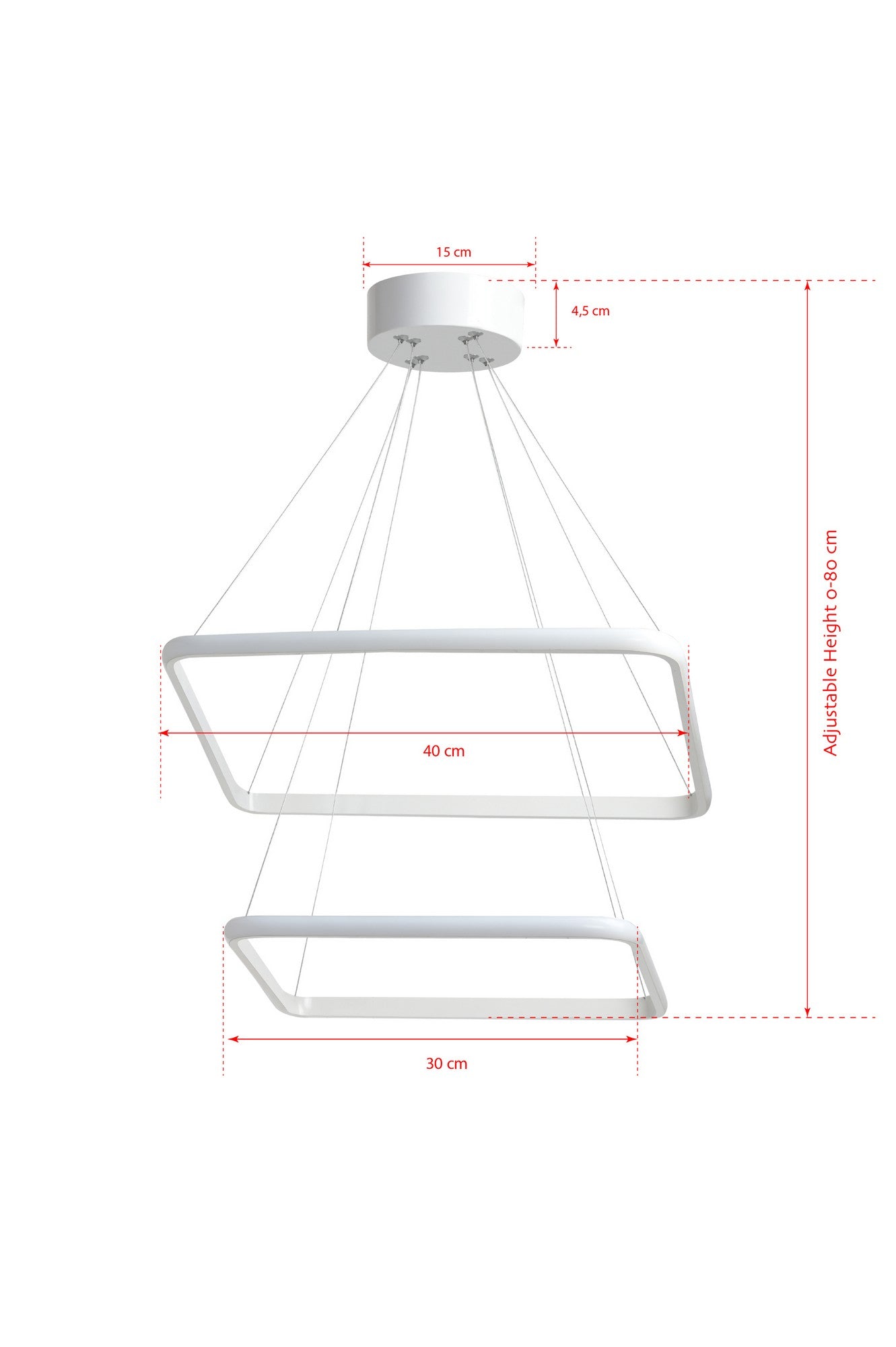 Candeeiro de Teto – 0-80 cm – Branco – Alumínio