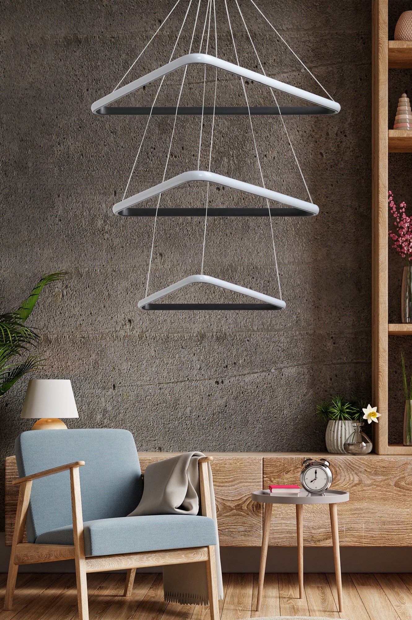 Candeeiro de Tecto – Ajustável 0-80 cm – Preto – Alumínio