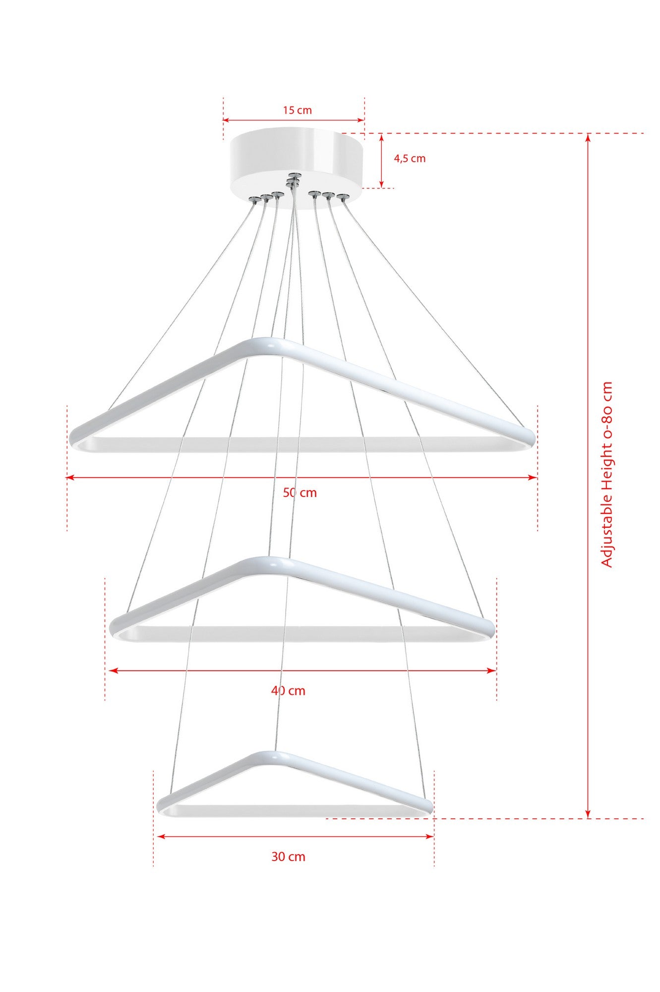 Candeeiro de Teto – 0-80 cm – Branco – Alumínio