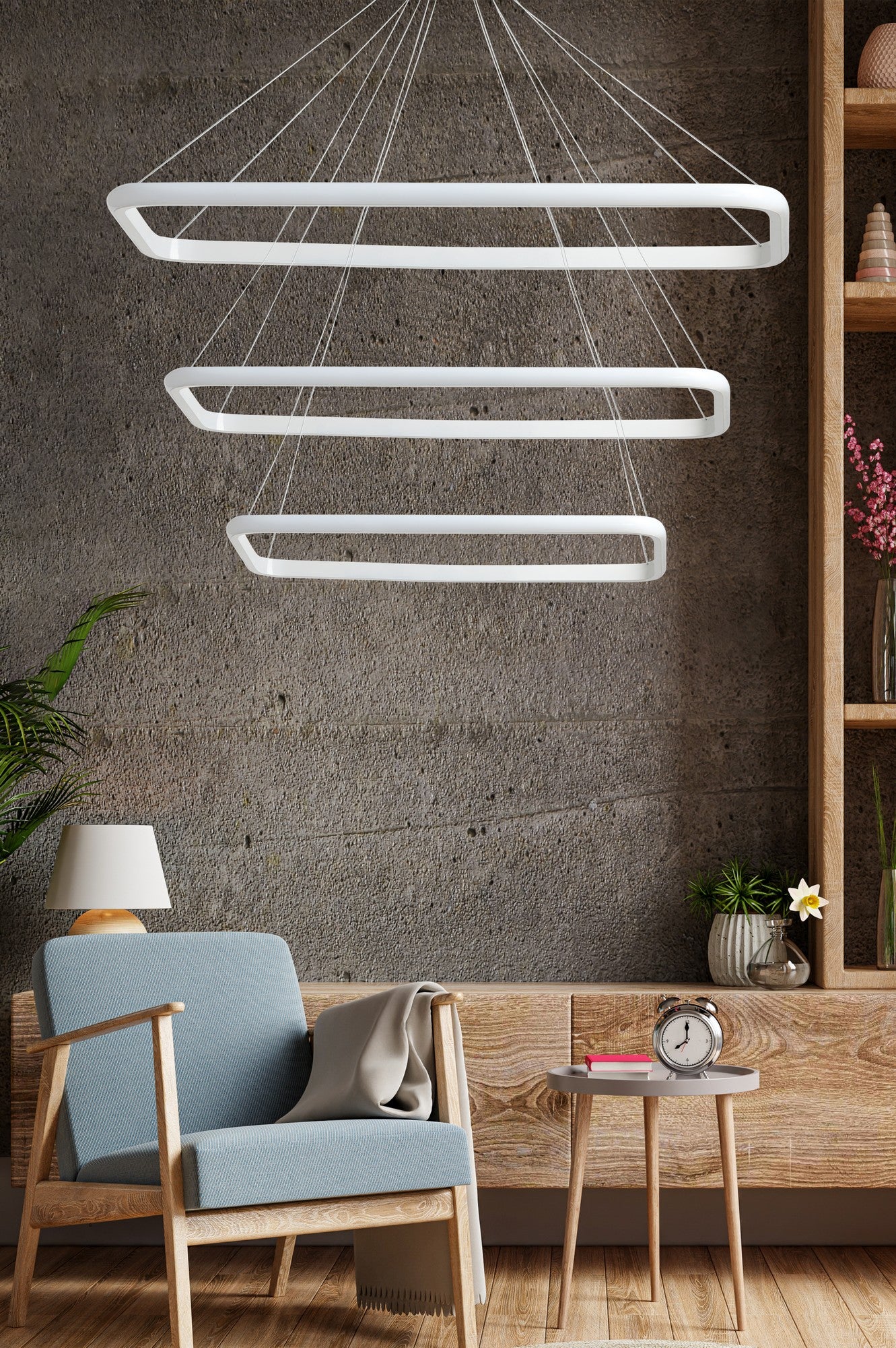 Candeeiro de Teto – Ajustável 0-80 cm – Branco – Alumínio