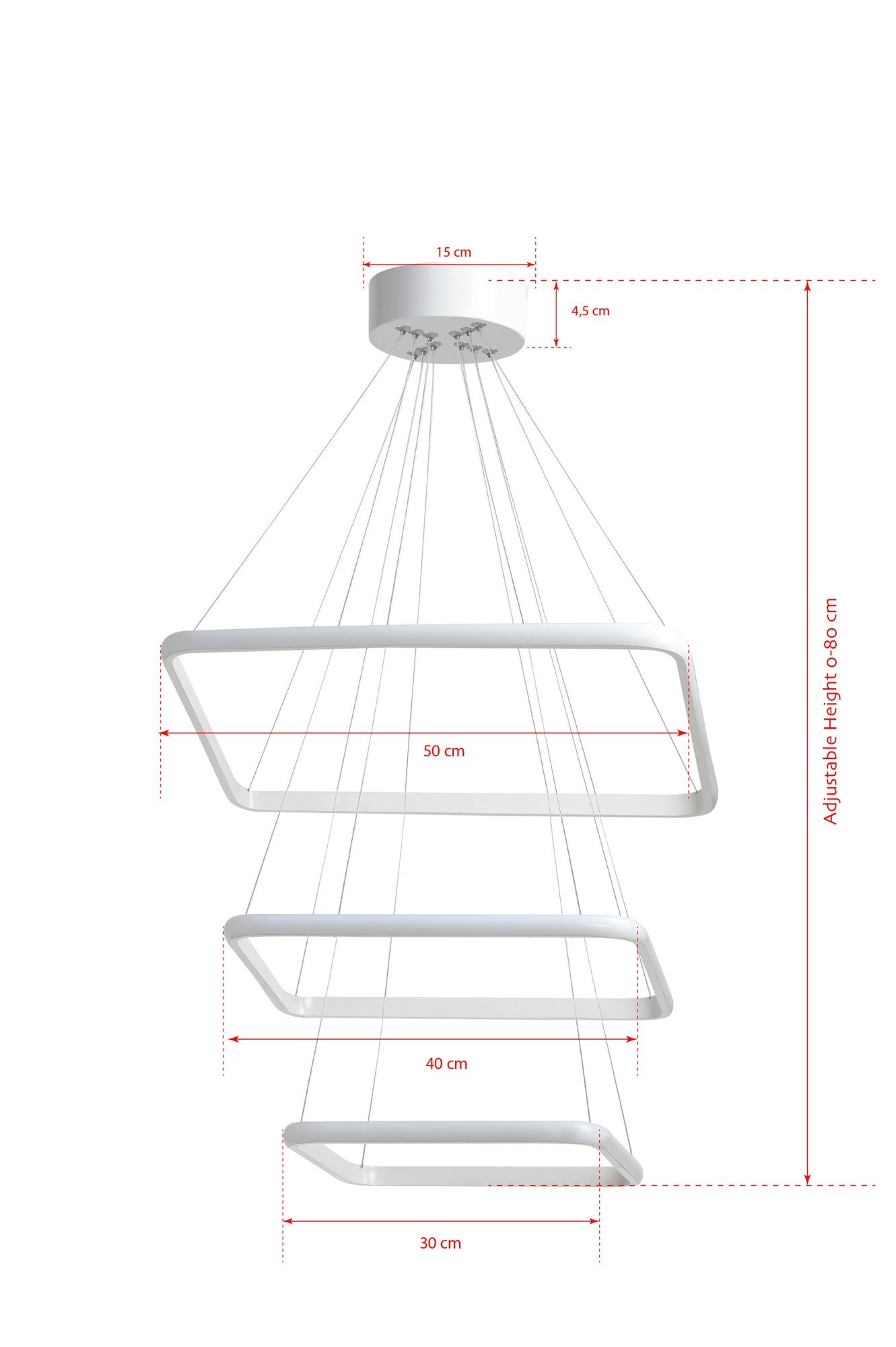 Candeeiro de Teto – 0-80 cm – Branco – Alumínio