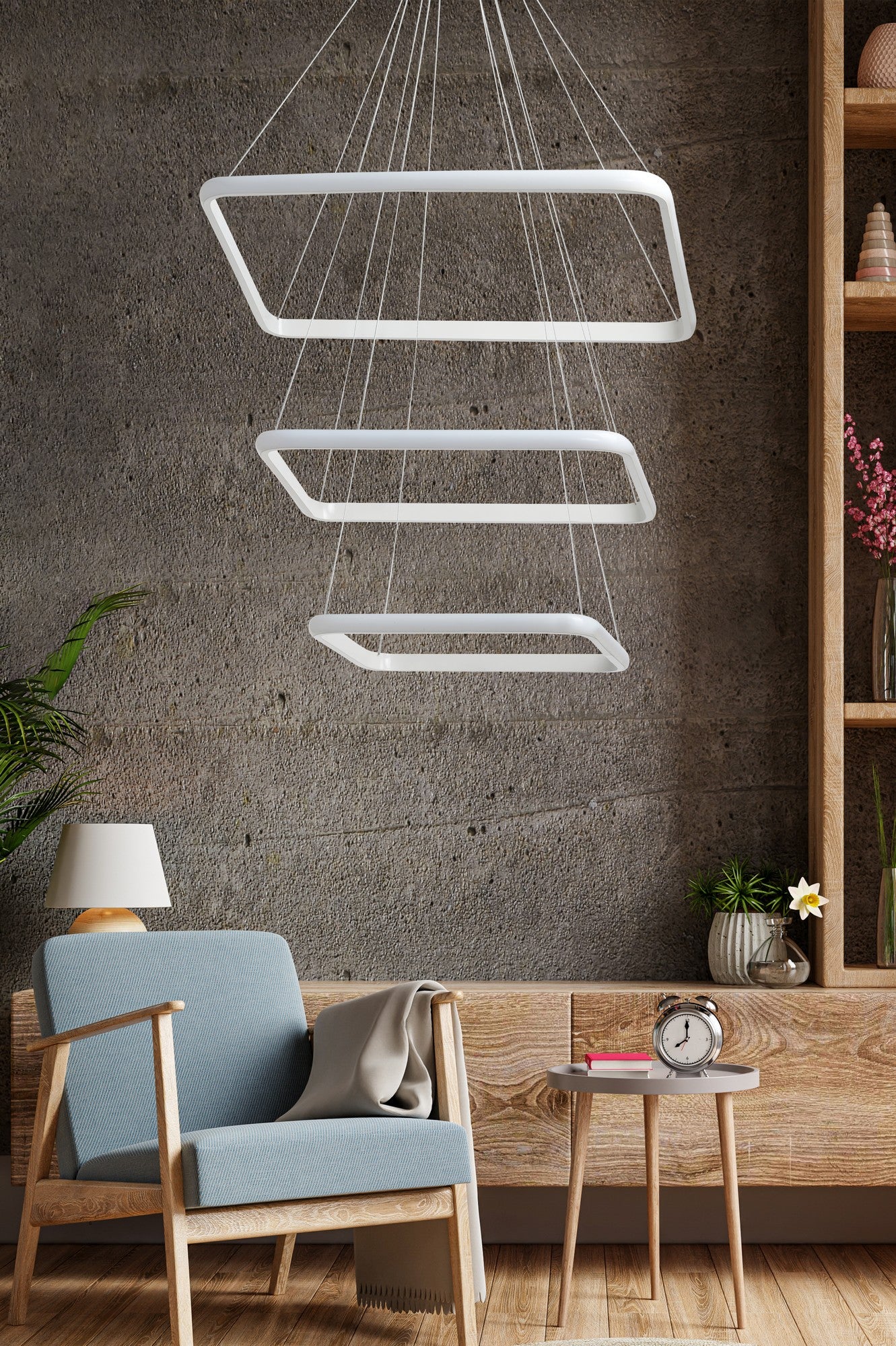 Candeeiro de Teto – Ajustável 0-80 cm – Branco – Alumínio