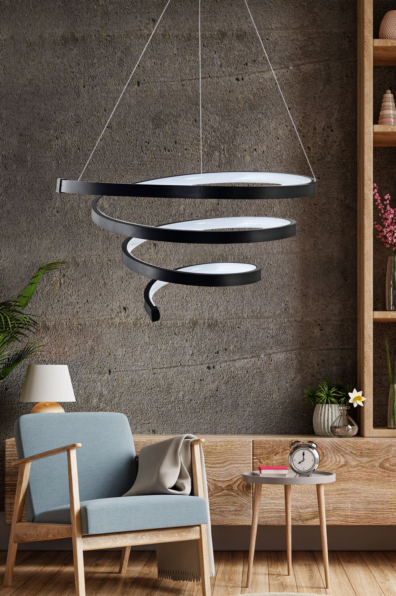 Candeeiro de Teto – 45 x 45 x 30 cm – Preto – Alumínio