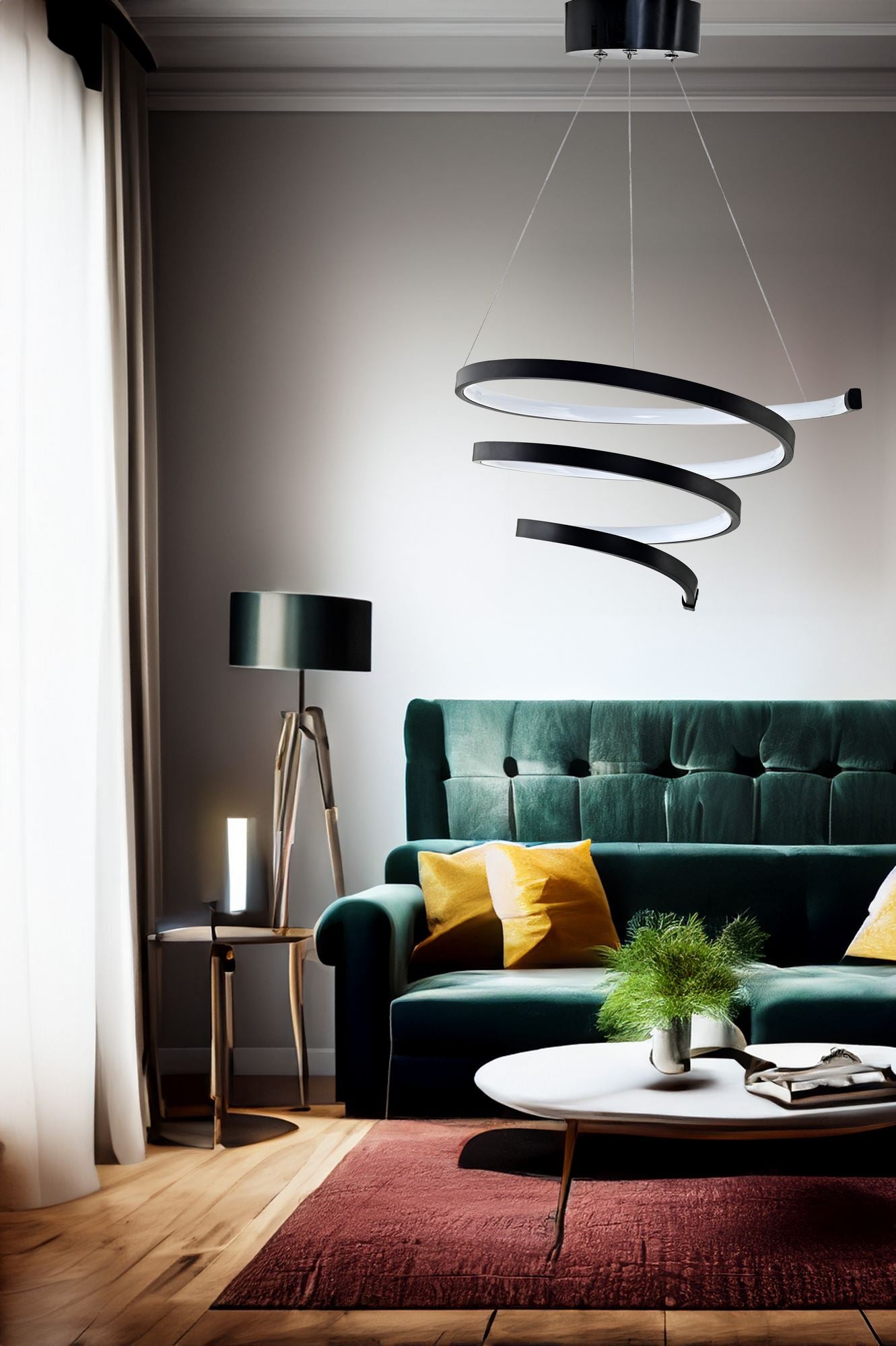 Candeeiro de Teto – 45 x 45 x 30 cm – Preto – Alumínio