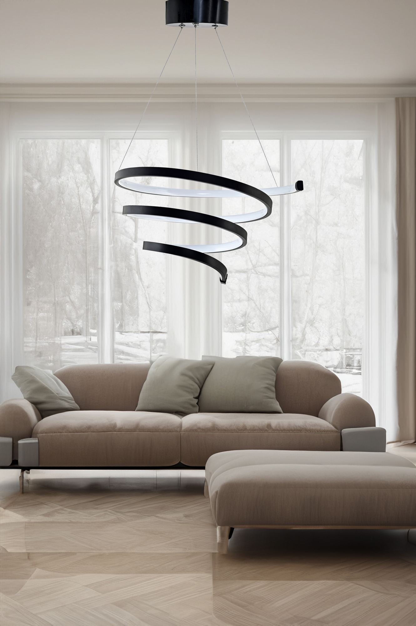 Candeeiro de Teto – 45 x 45 x 30 cm – Preto – Alumínio