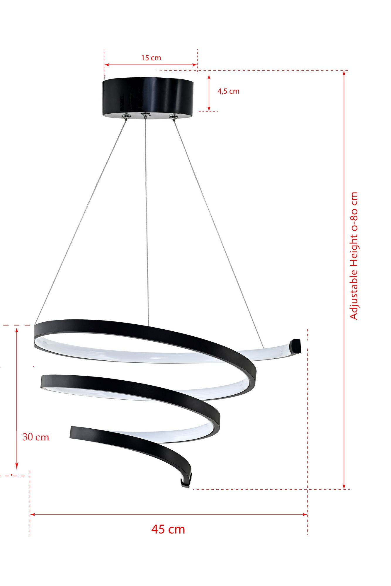 Candeeiro de Teto – 45 x 45 x 30 cm – Preto – Alumínio