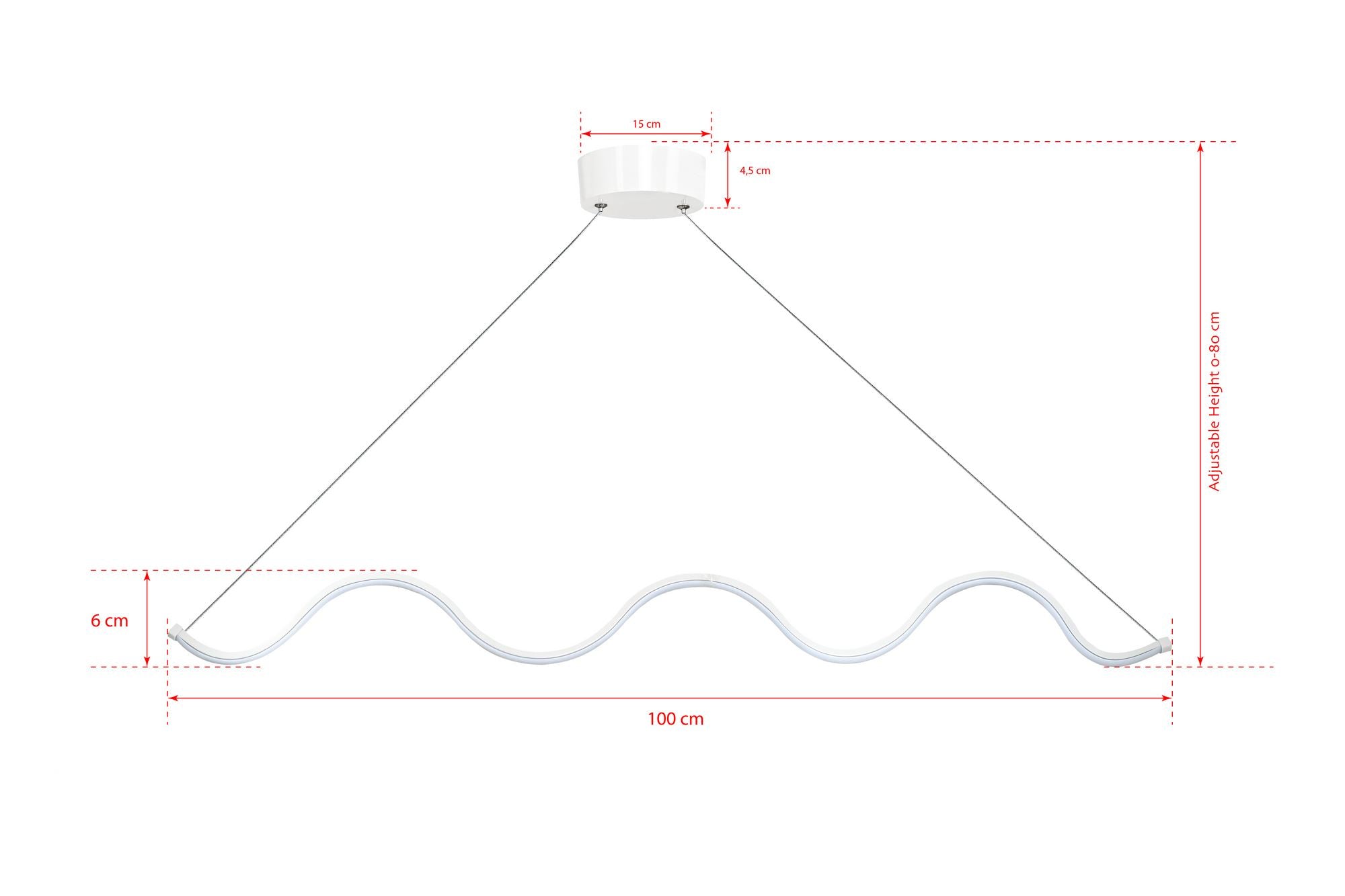 Candeeiro de Teto – 100 x 2 x 6 cm – Branco – Alumínio