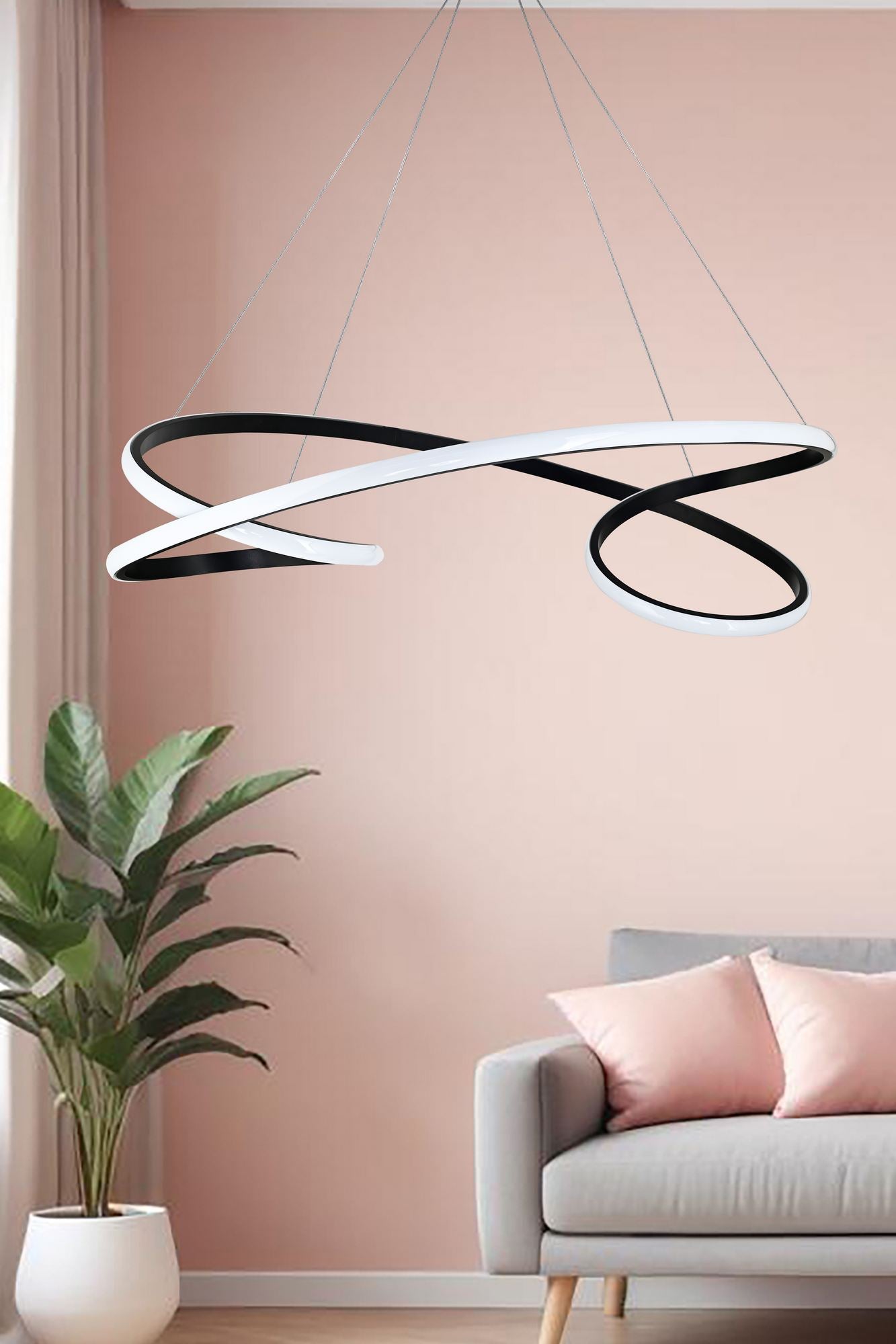 Candeeiro de Teto – 65 x 65 x 15 cm – Preto – Alumínio