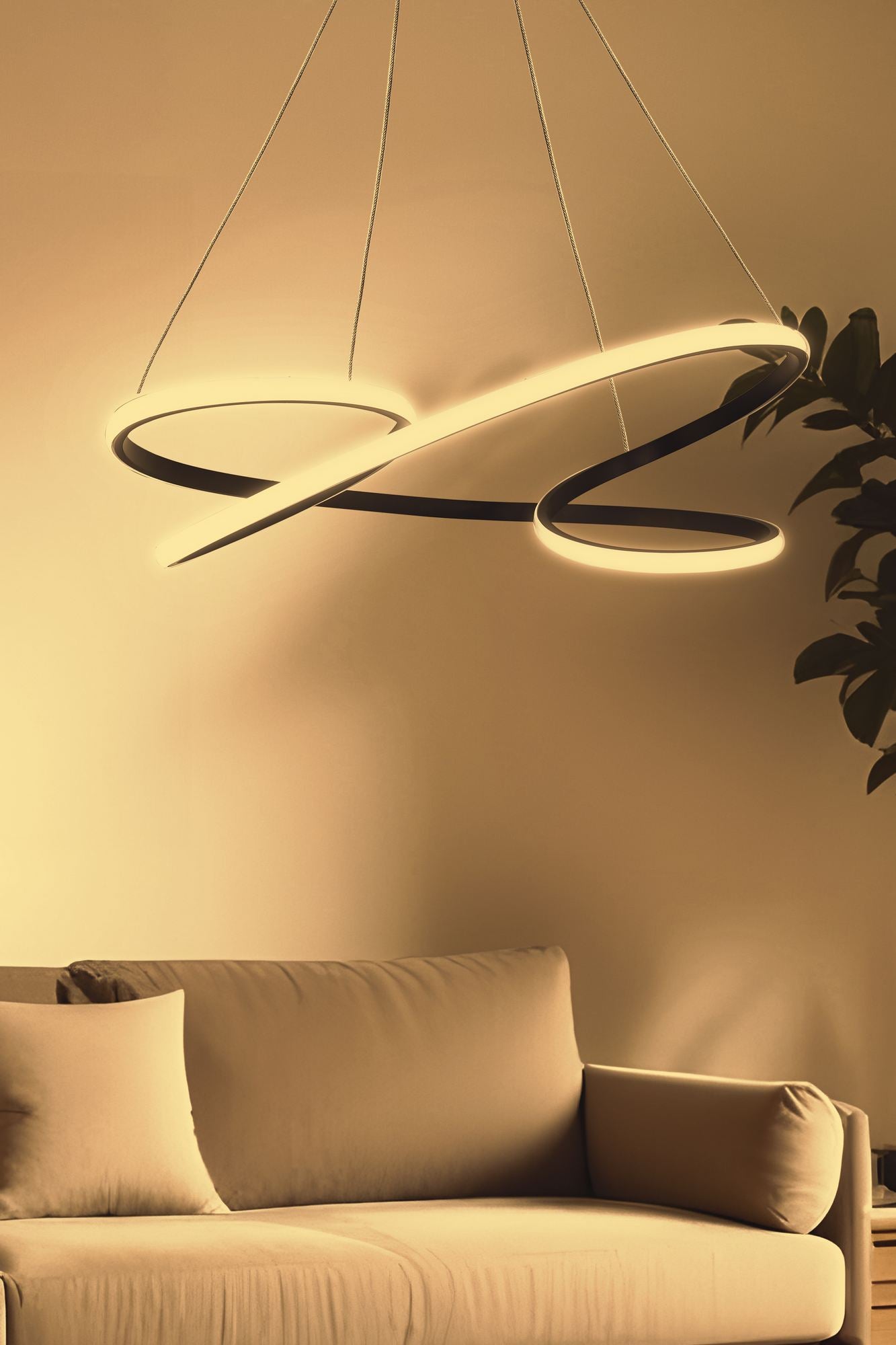 Candeeiro de Teto – 65 x 65 x 15 cm – Preto – Alumínio