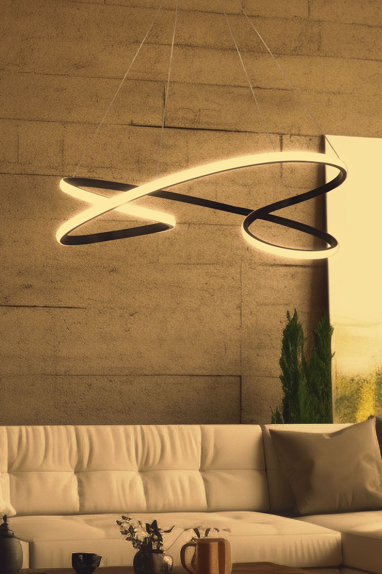 Candeeiro de Teto – 65 x 65 x 15 cm – Preto – Alumínio