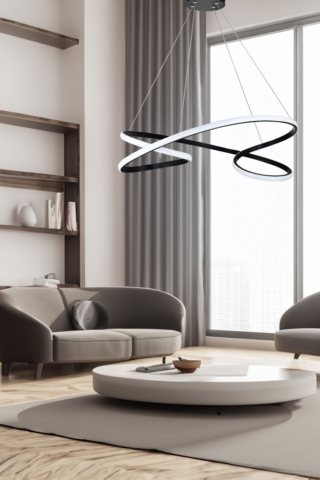 Candeeiro de Teto – 65 x 65 x 15 cm – Preto – Alumínio