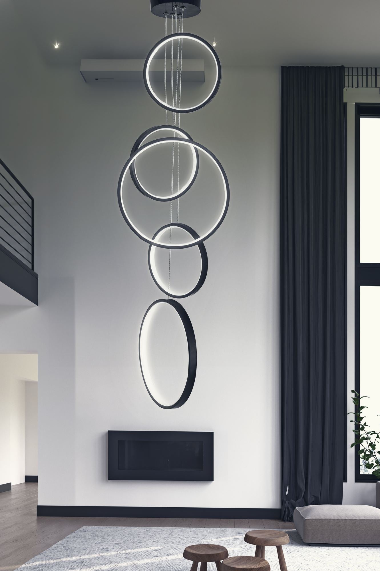 Candeeiro de Teto – 0-80 cm – Preto – Alumínio