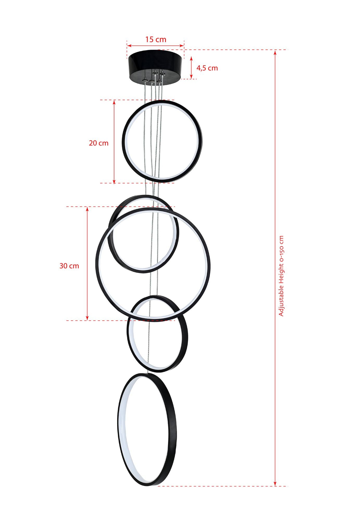 Candeeiro de Teto – 20 cm, 30 cm – Preto – Alumínio