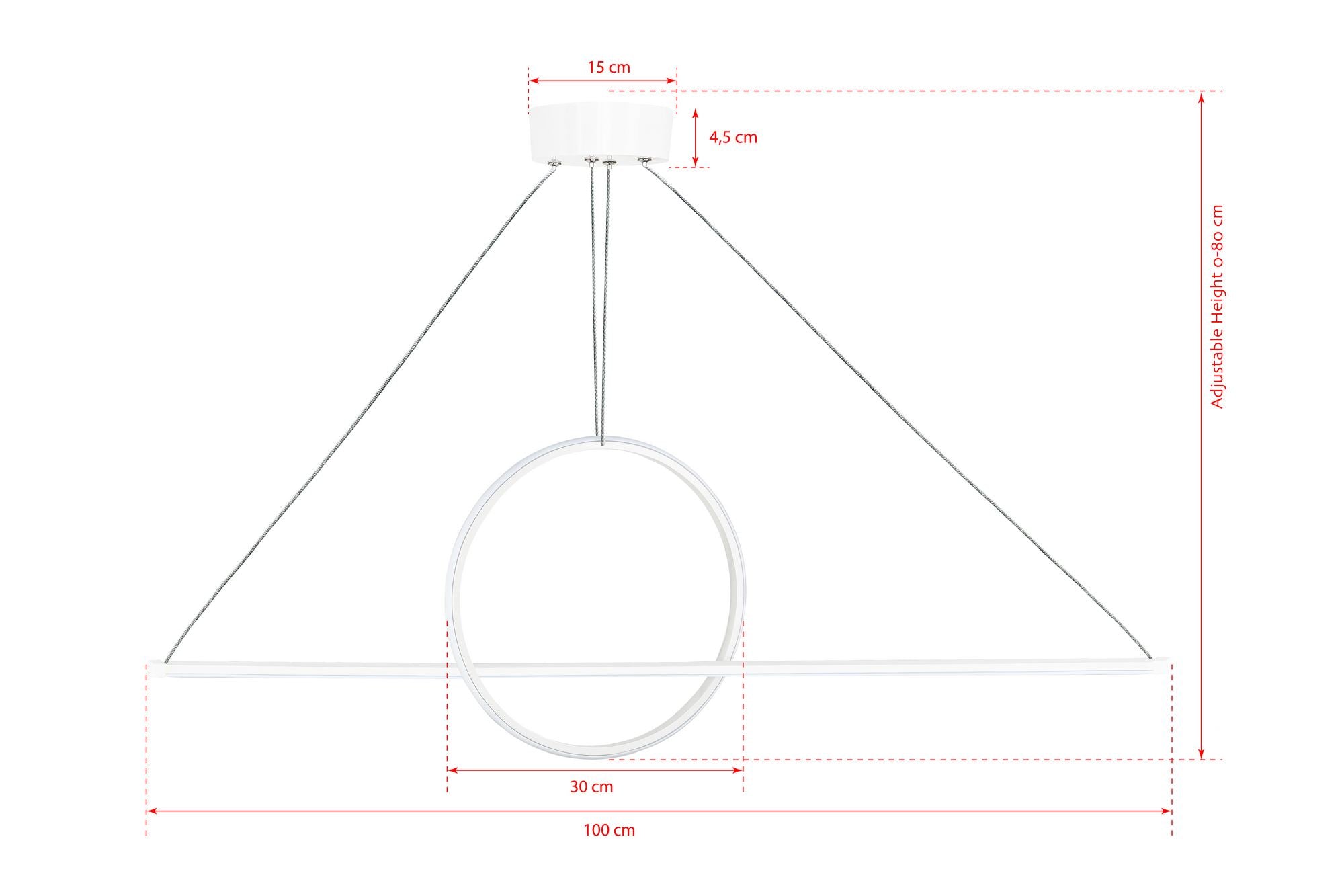 Candeeiro de Teto – 100 x 30 x 30 cm – Branco – Alumínio