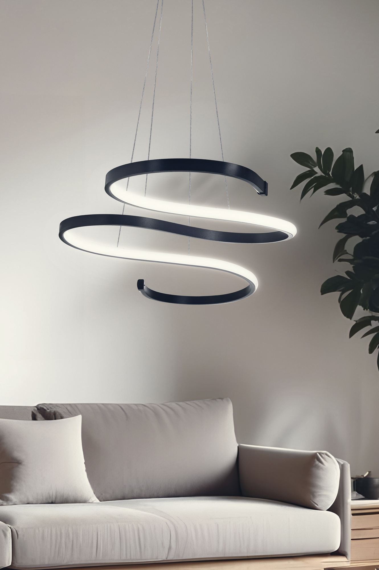 Candeeiro de Teto – 85 x 40 x 2 cm – Preto – Alumínio