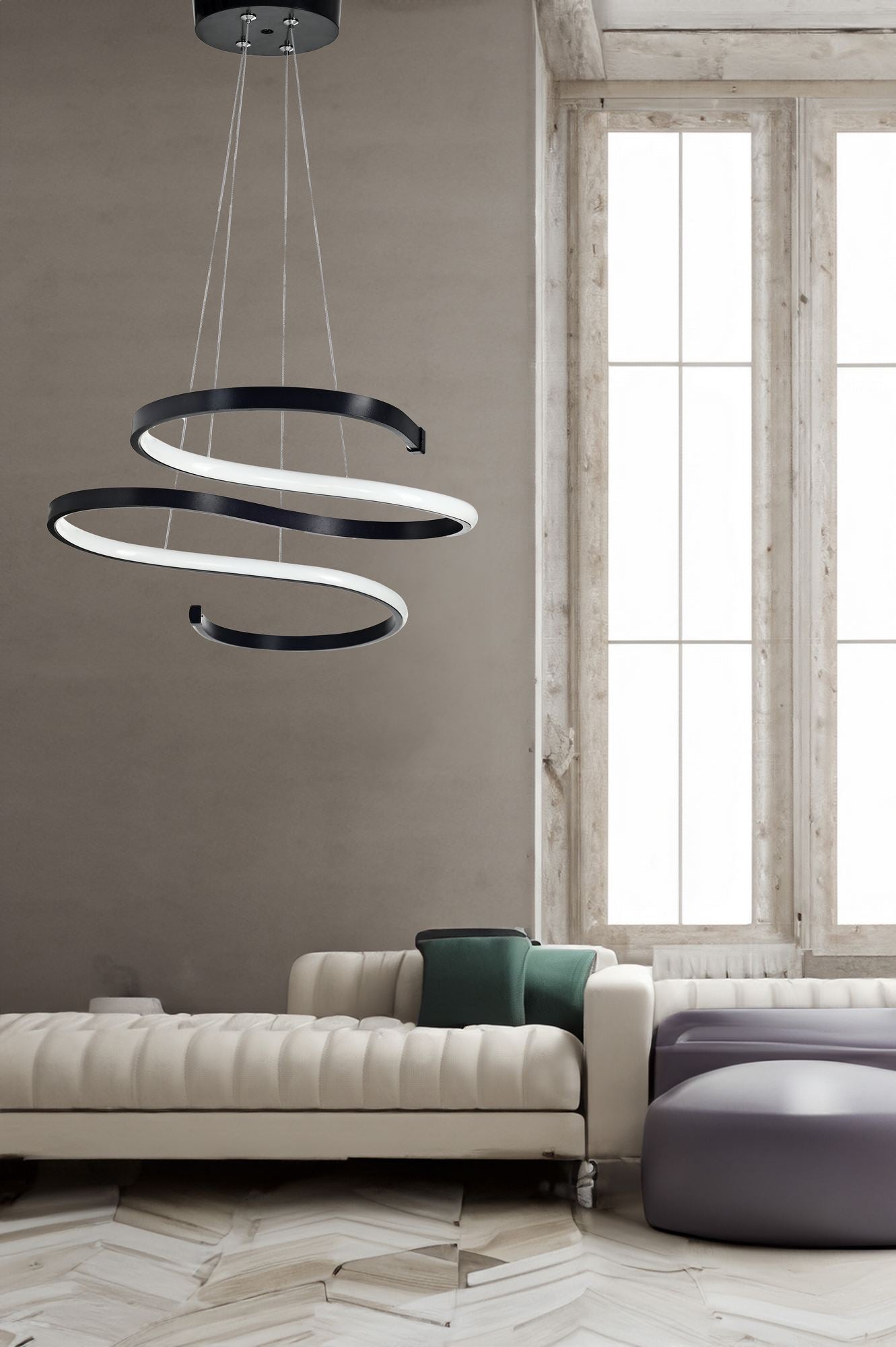 Candeeiro de Teto – 85 x 40 x 2 cm – Preto – Alumínio