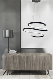 Candeeiro de Teto – 85 x 40 x 2 cm – Preto – Alumínio