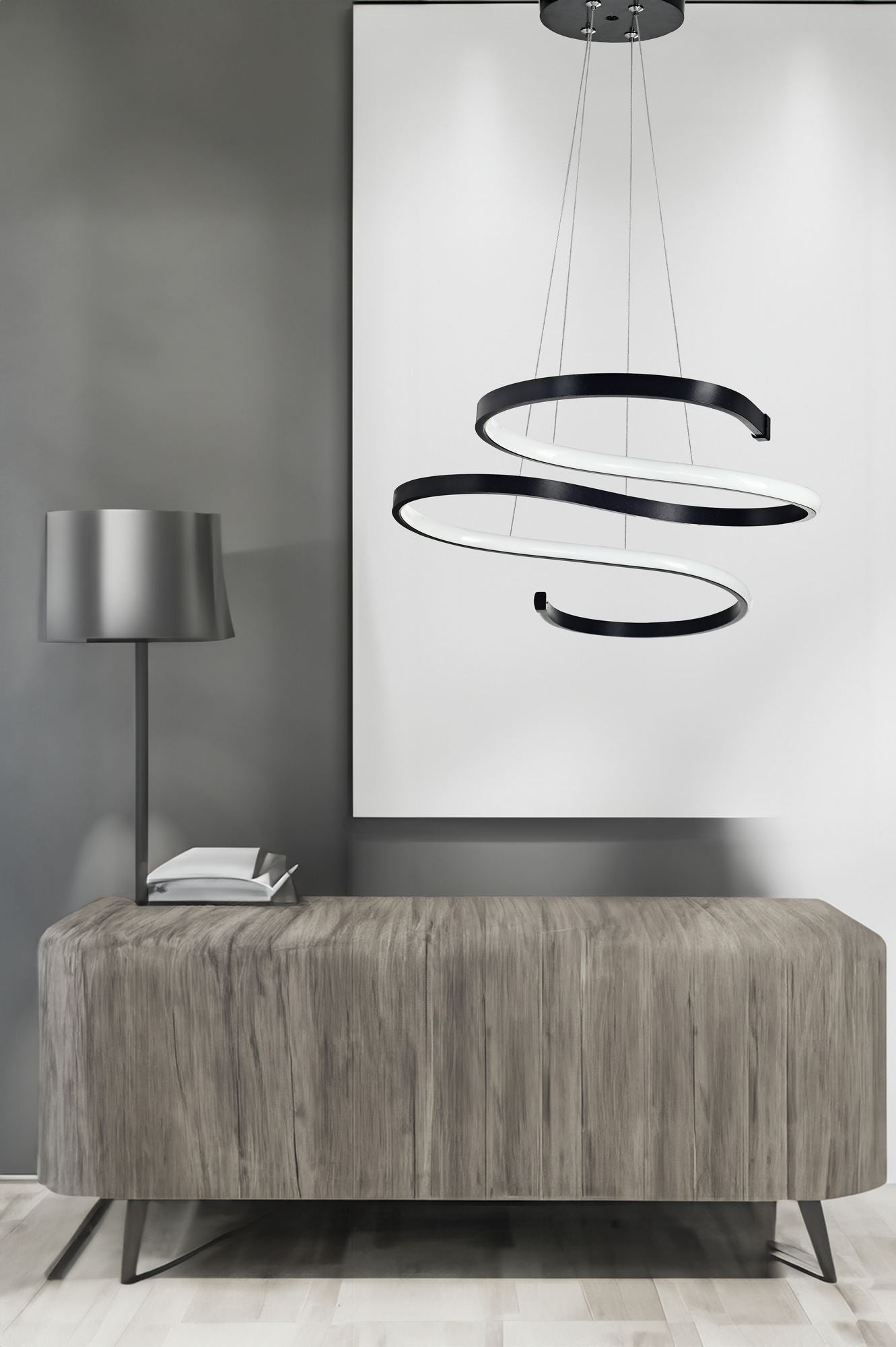 Candeeiro de Teto – 85 x 40 x 2 cm – Preto – Alumínio