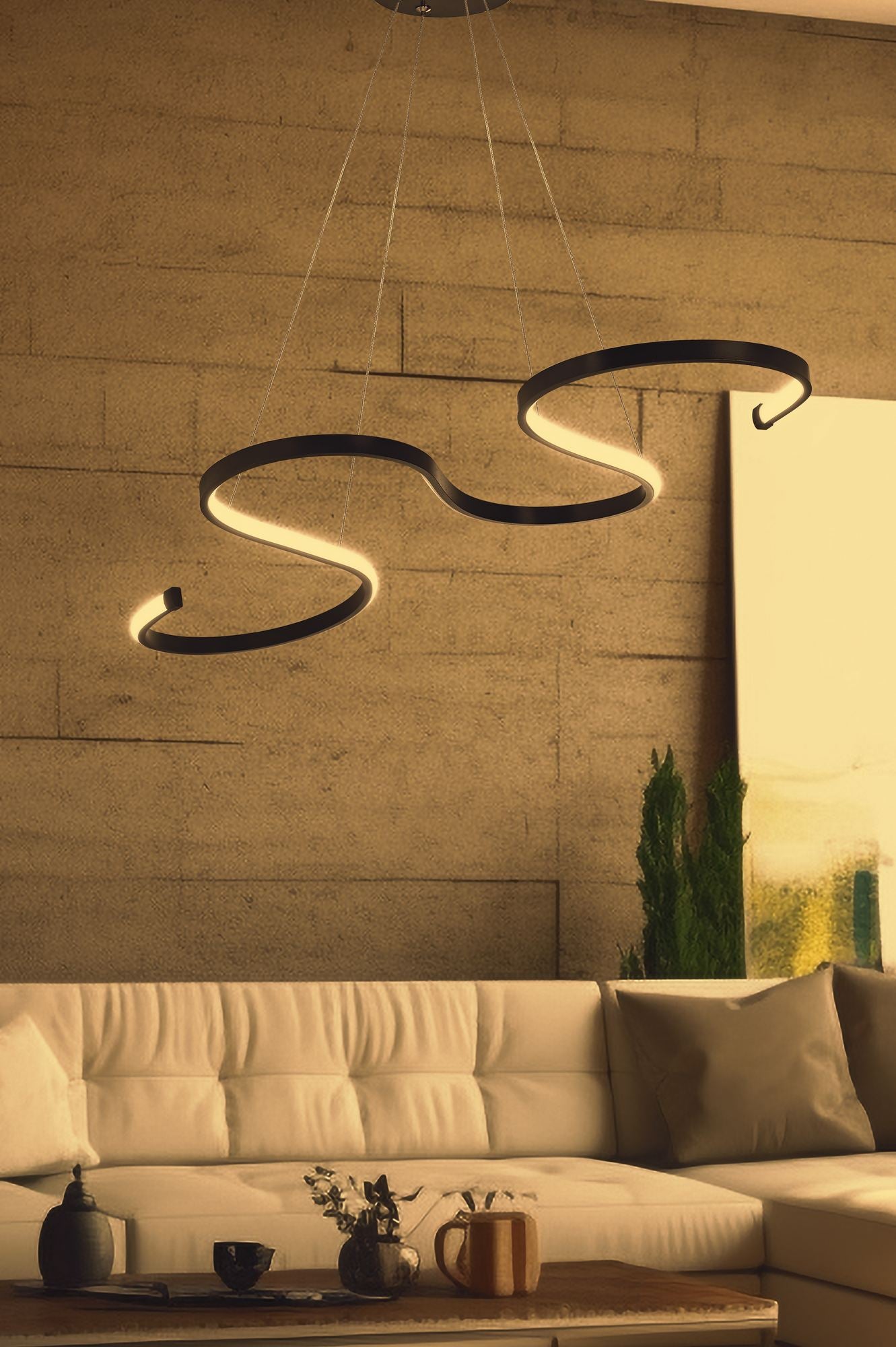 Candeeiro de Teto – 85 x 40 x 2 cm – Preto – Alumínio