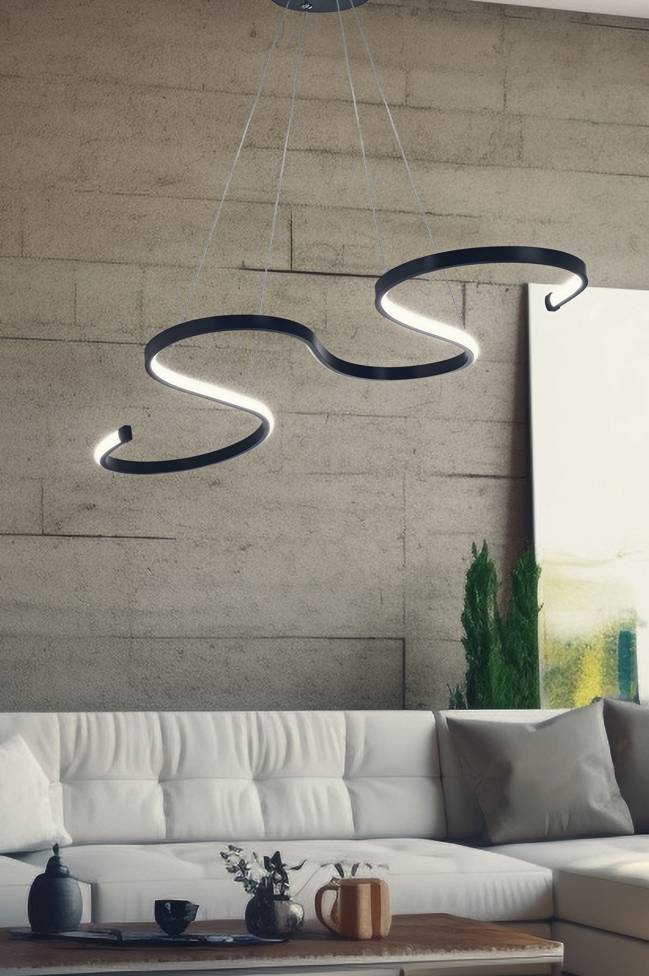 Candeeiro de Teto – 85 x 40 x 2 cm – Preto – Alumínio