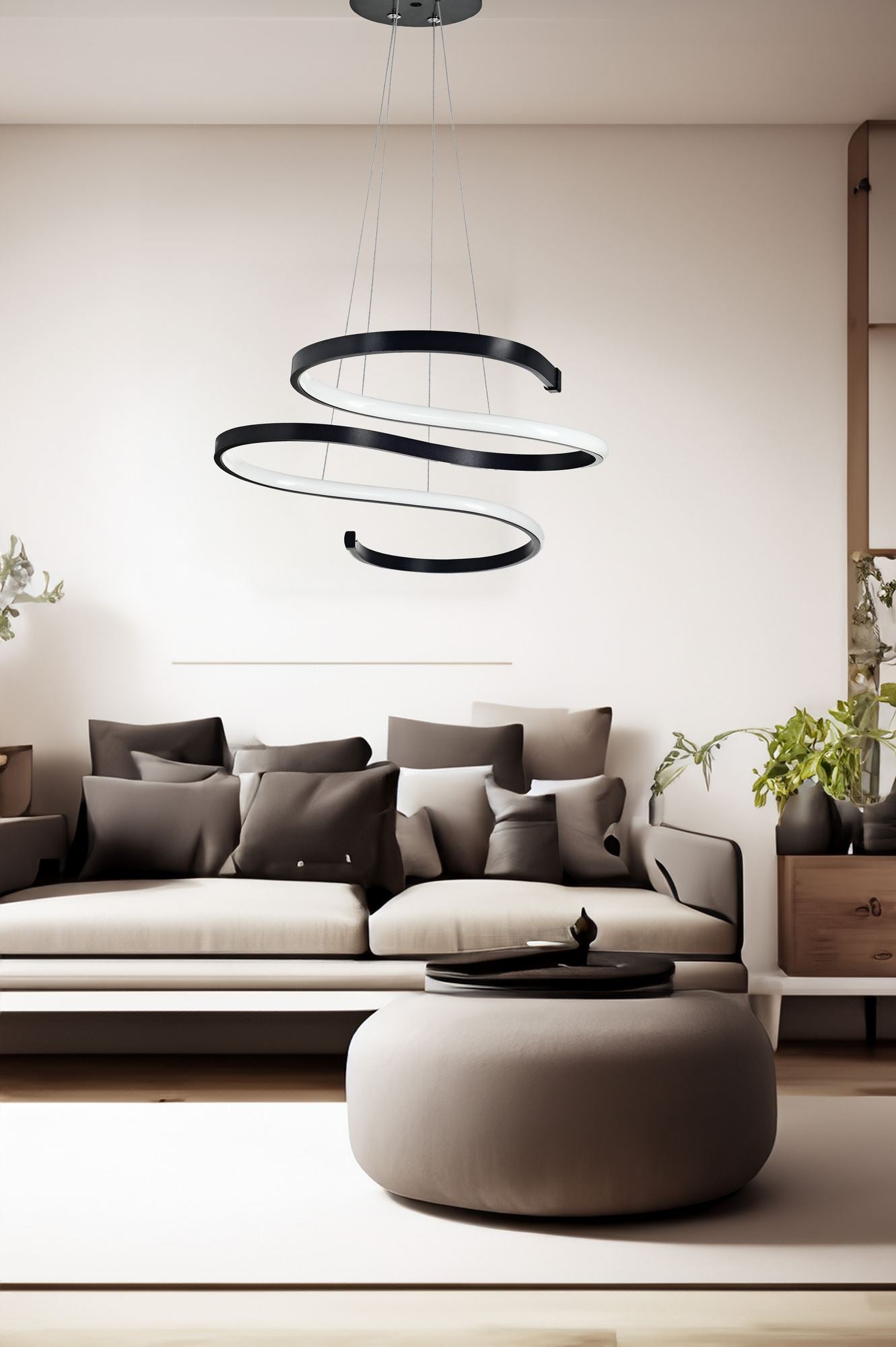 Candeeiro de Teto – 85 x 40 x 2 cm – Preto – Alumínio