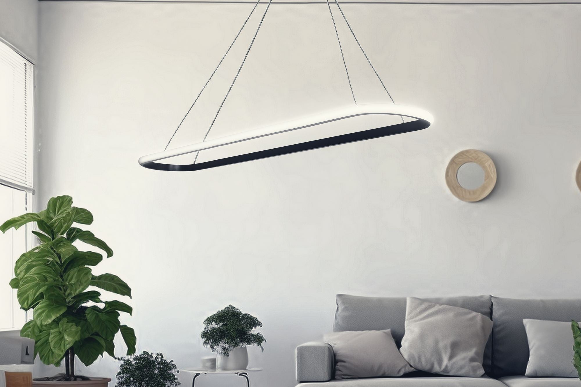 Candeeiro de Teto – 100 x 15 x 2 cm – Preto – Alumínio