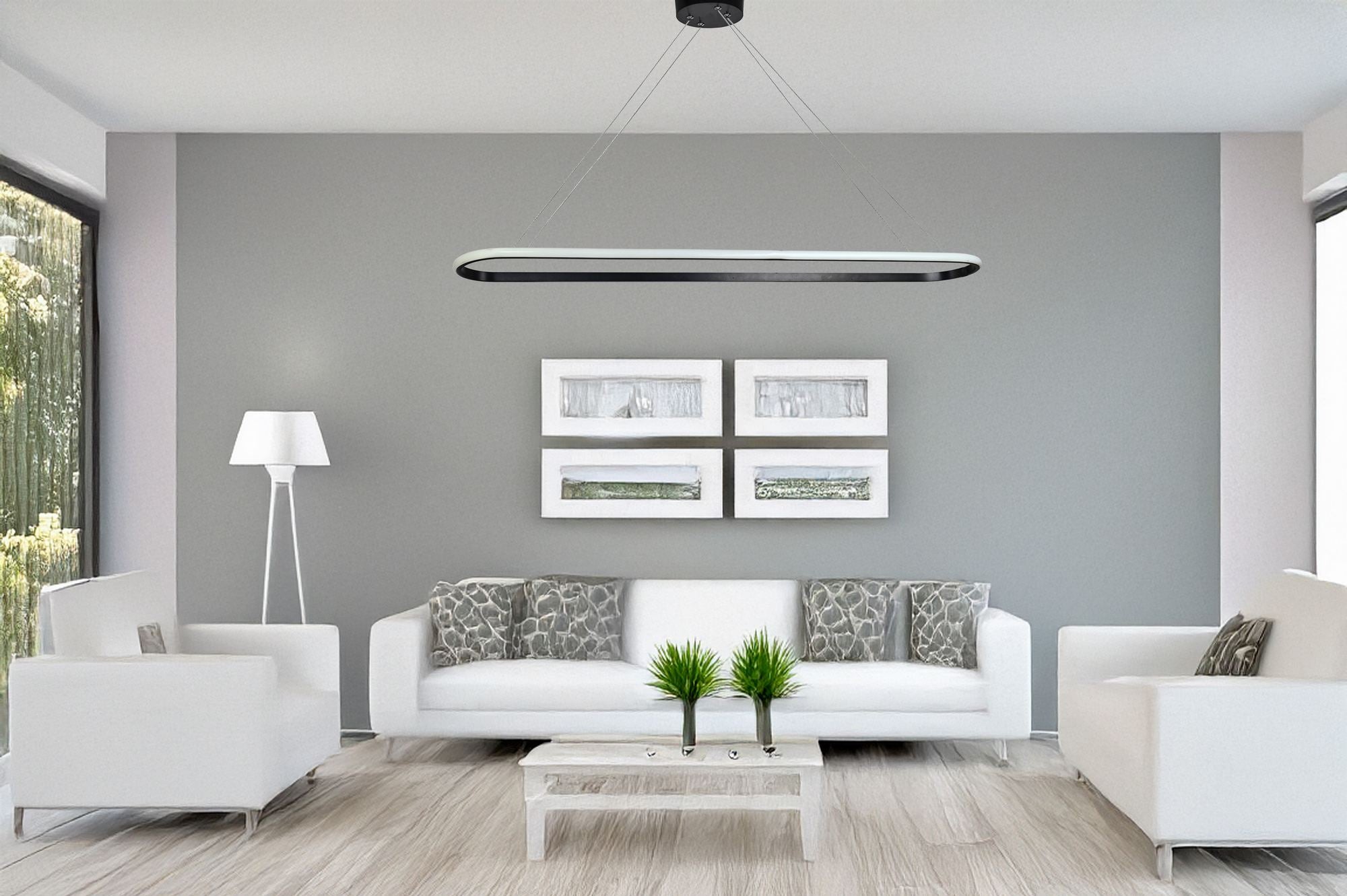 Candeeiro de Teto – 100 x 15 x 2 cm – Preto – Alumínio