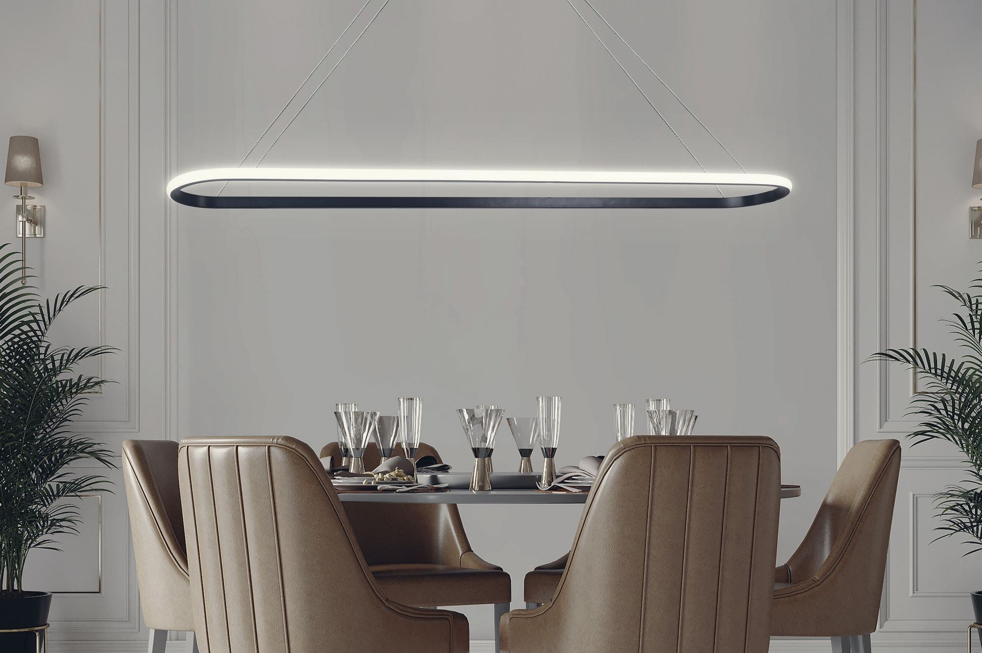 Candeeiro de Teto – 100 x 15 x 2 cm – Preto – Alumínio