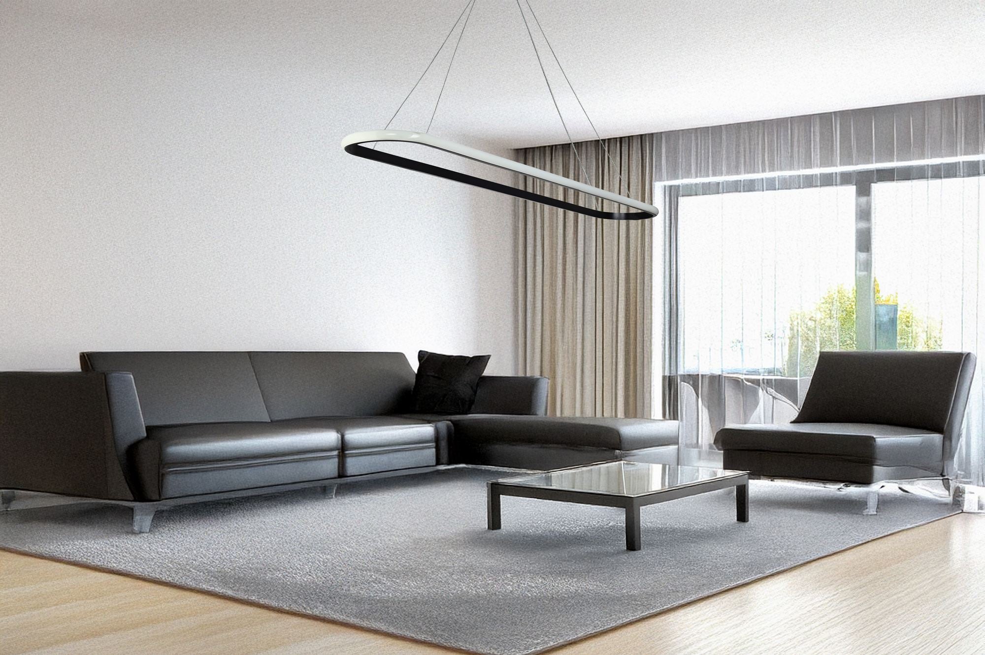 Candeeiro de Teto – 100 x 15 x 2 cm – Preto – Alumínio