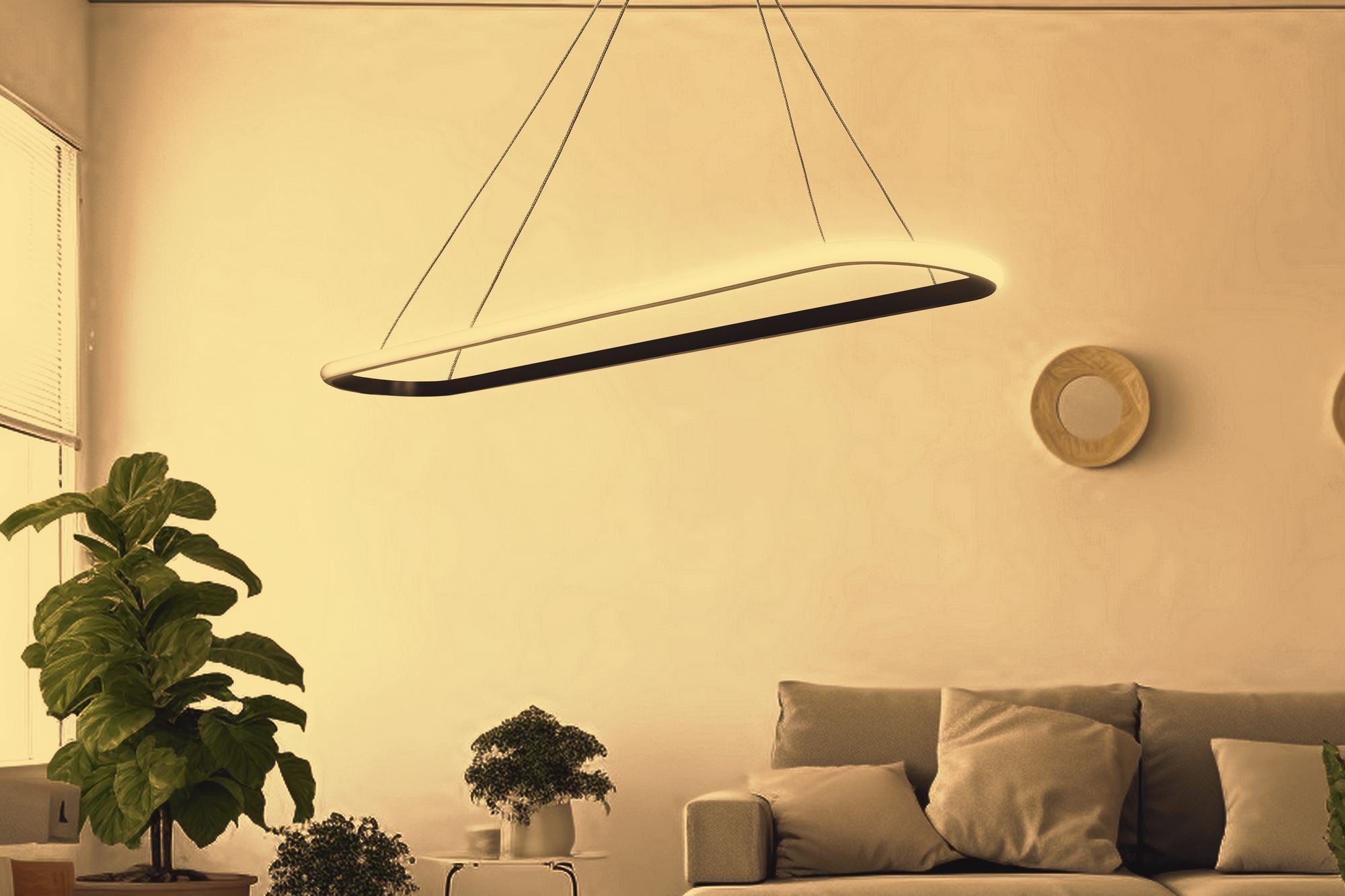 Candeeiro de Teto – 100 x 15 x 2 cm – Preto – Alumínio