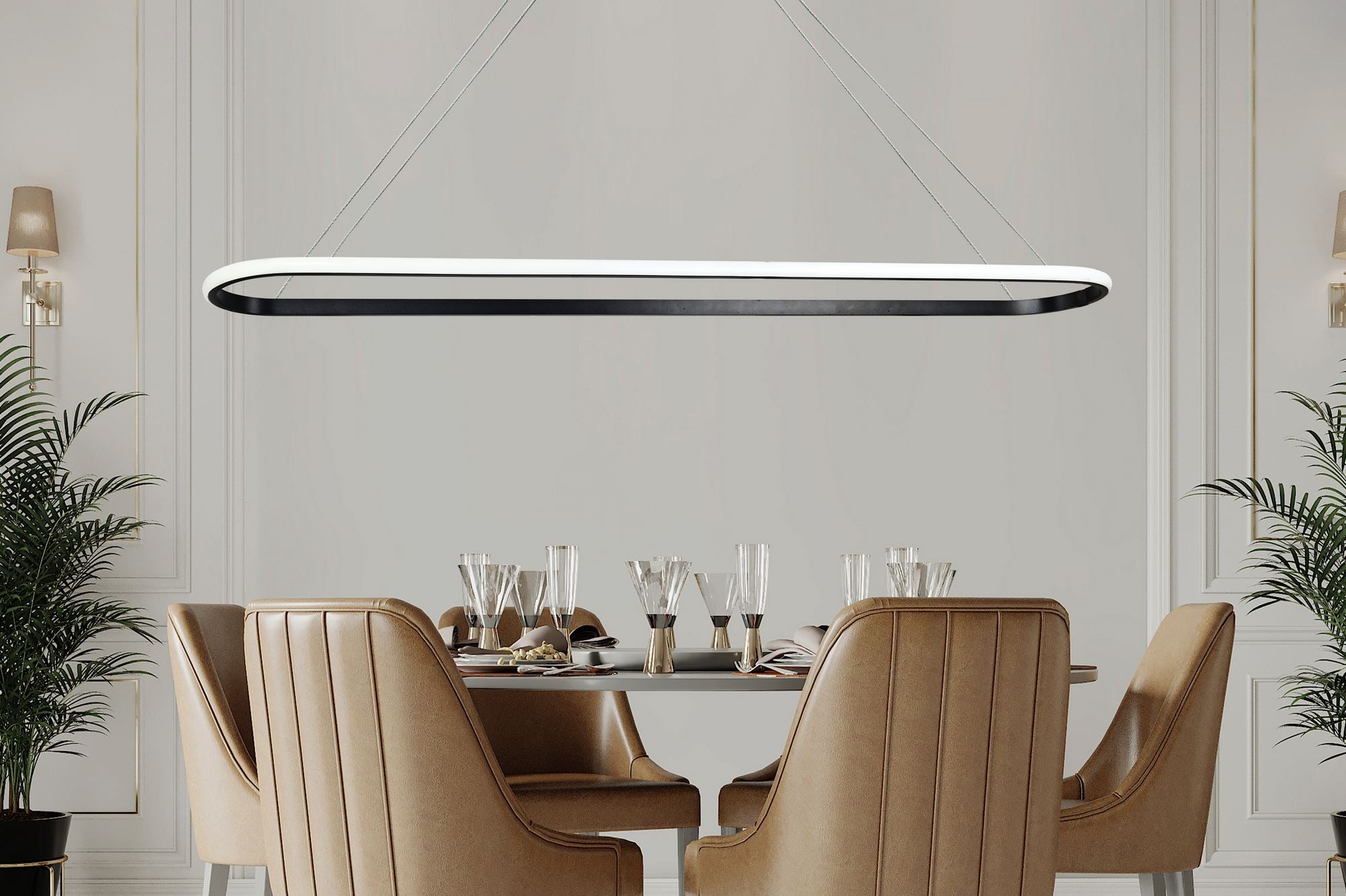 Candeeiro de Teto – 100 x 15 x 2 cm – Preto – Alumínio