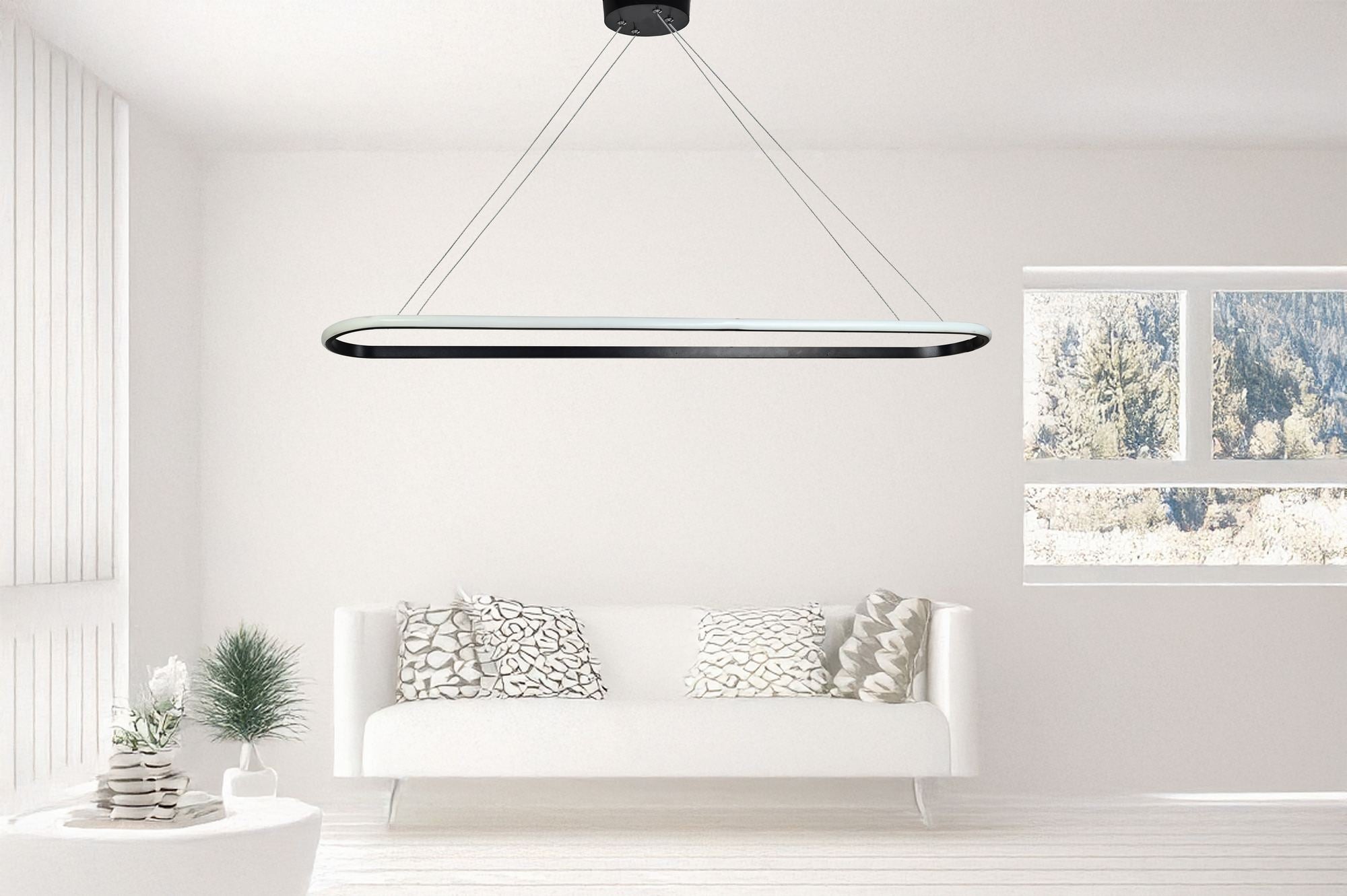 Candeeiro de Teto – 100 x 15 x 2 cm – Preto – Alumínio