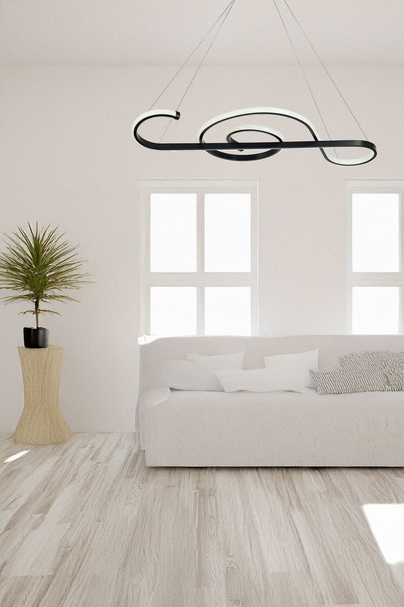 Candeeiro de Teto – 70 x 28 x 2 cm – Preto – Alumínio