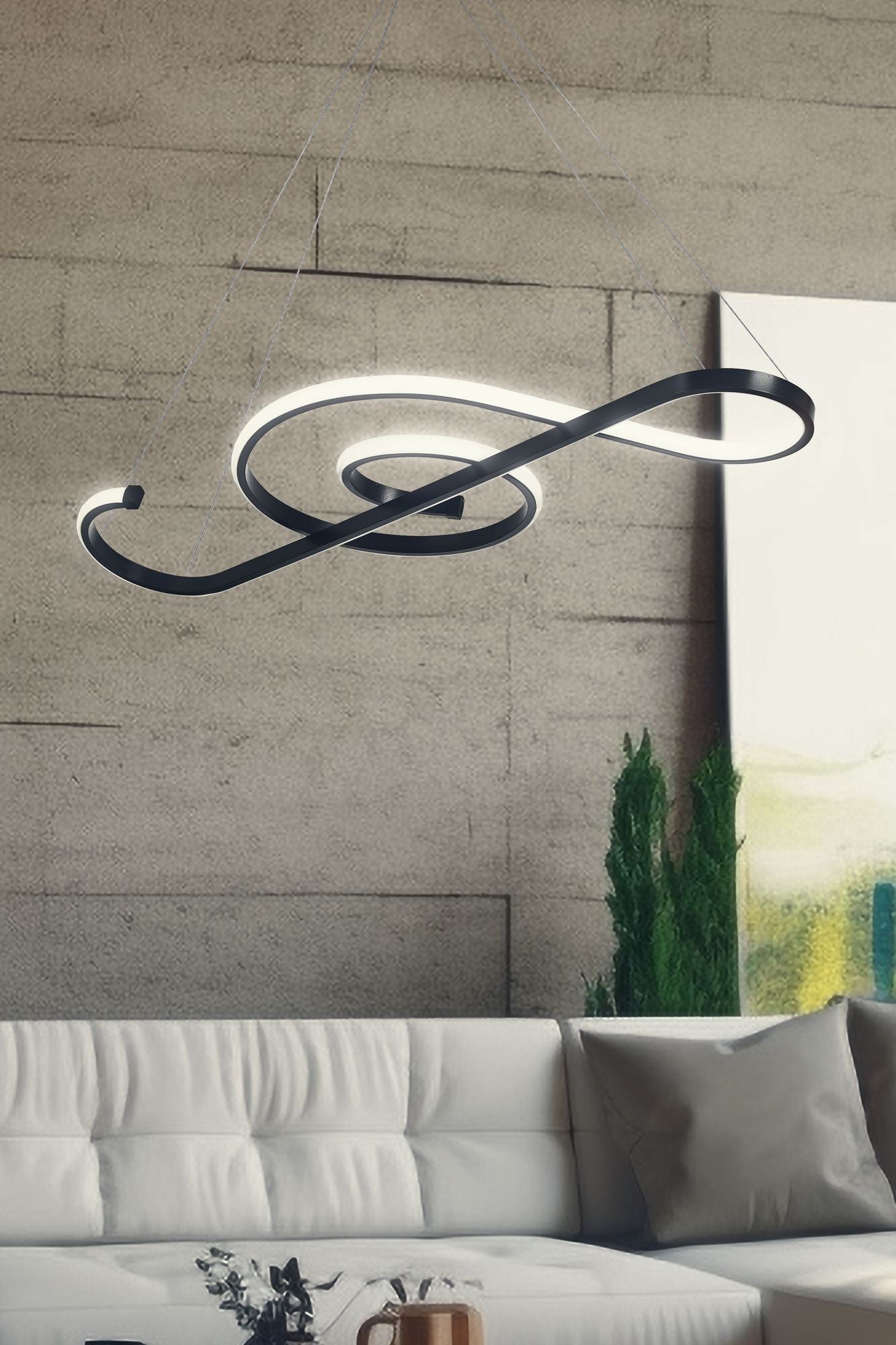 Candeeiro de Teto – 70 x 28 x 2 cm – Preto – Alumínio